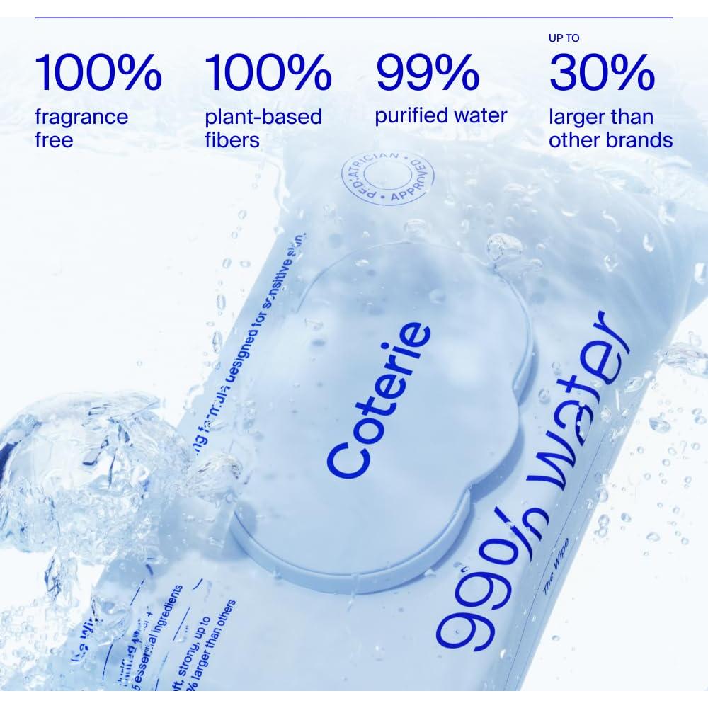 Toallitas para Bebés Coterie Hipoalergénicas 99% Agua Paquete de 8