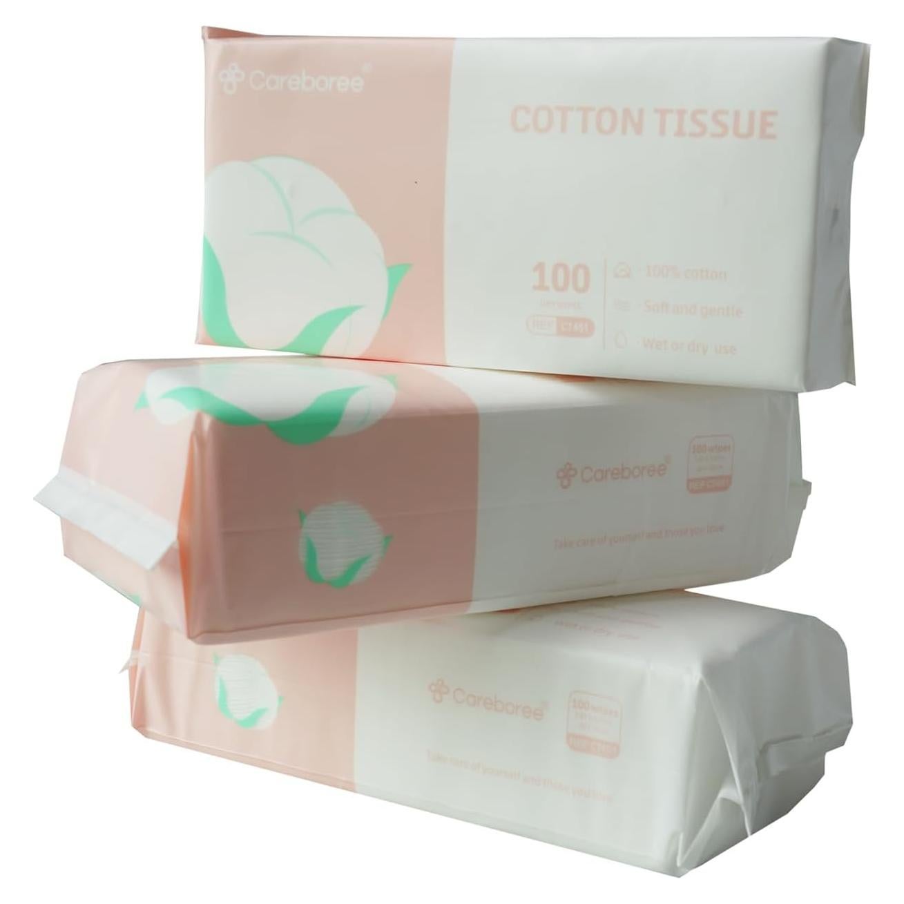 Toallitas Húmedas Careboree 100% Algodón Puro Sin Fragancia - 300 Conteo