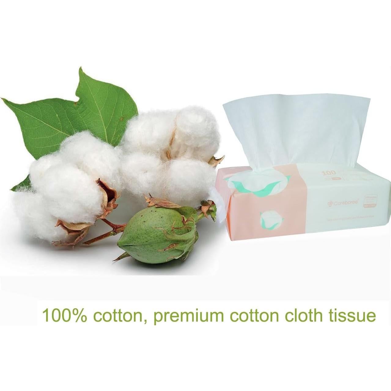 Toallitas Húmedas Careboree 100% Algodón Puro Sin Fragancia - 300 Conteo