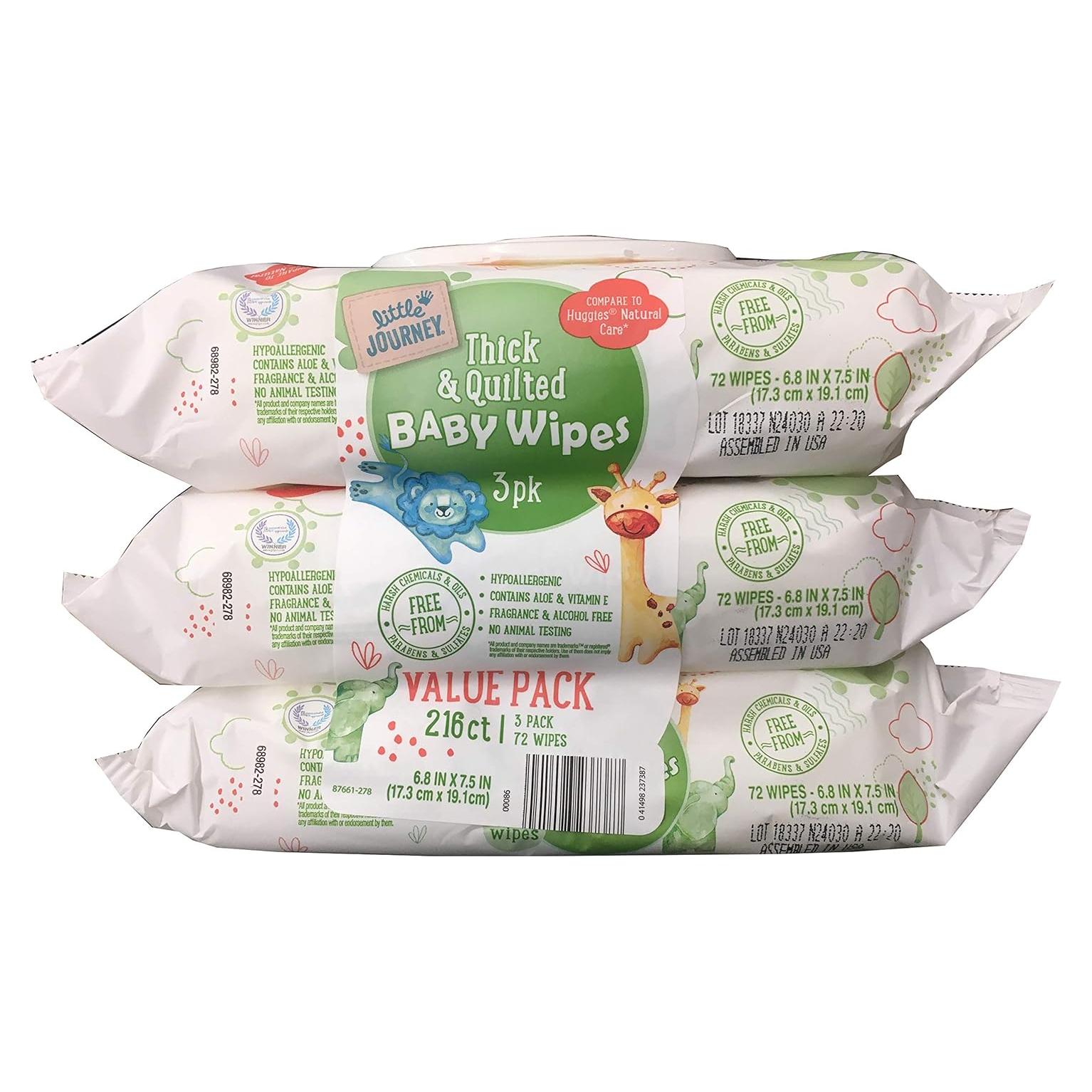 Toallitas para Bebés Little Journey 216 unidades Aloe Vitamina E