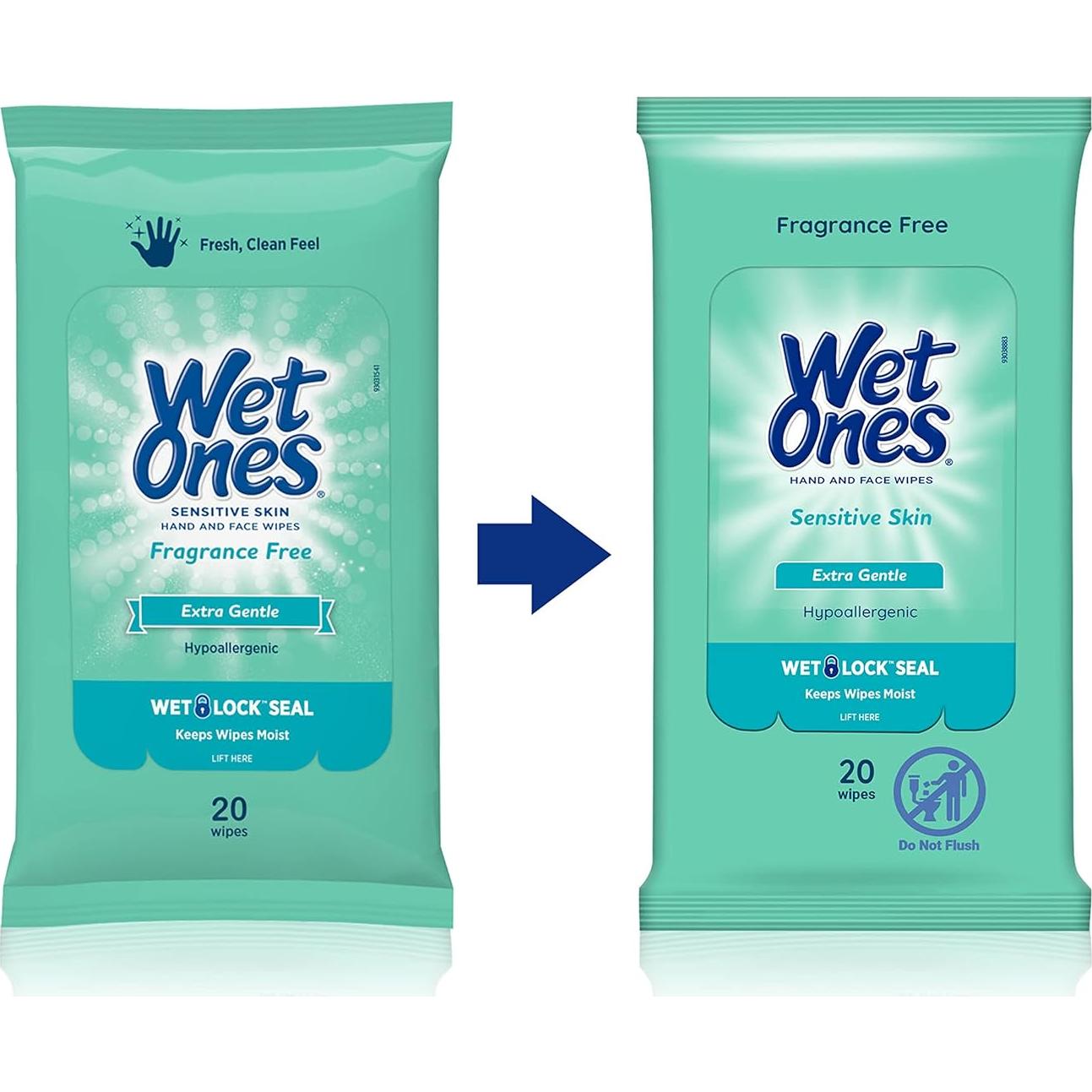 Toallitas Húmedas Wet Ones Piel Sensible 20 Unidades Viaje