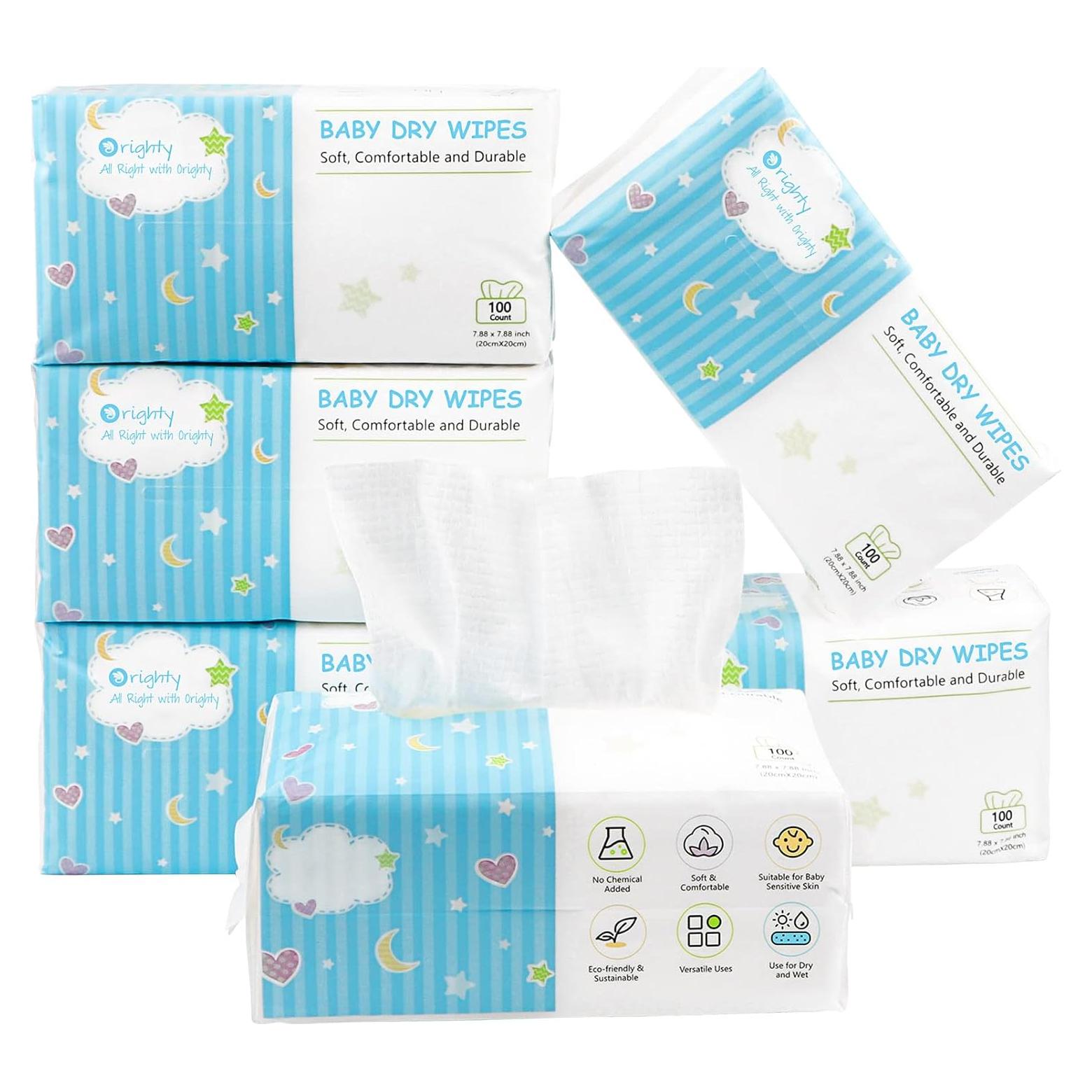 Toallitas Secas para Bebé Orighty - 600 Unidades 20x20cm