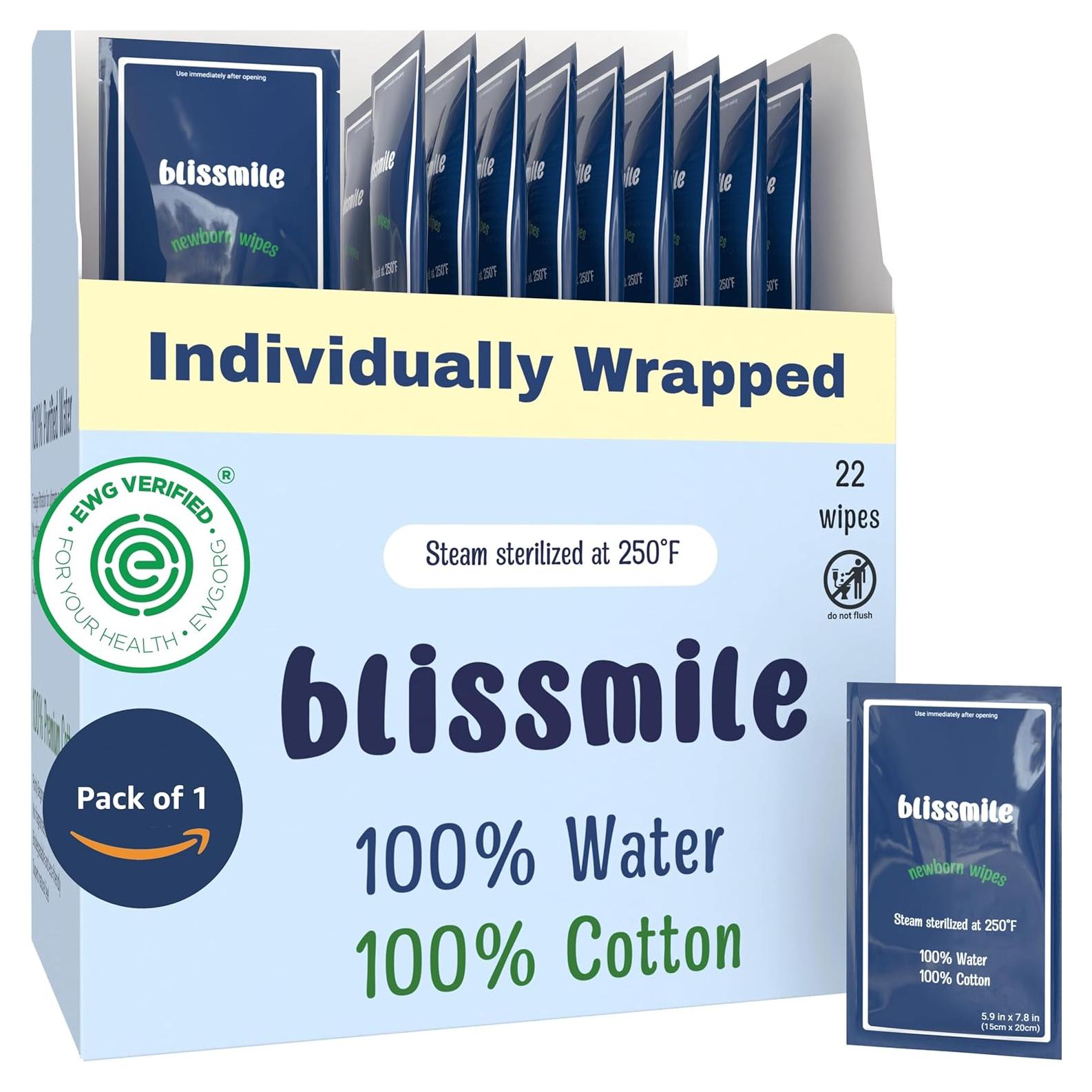 Toallitas Húmedas Blissmile 100% Agua - 22 Unidades