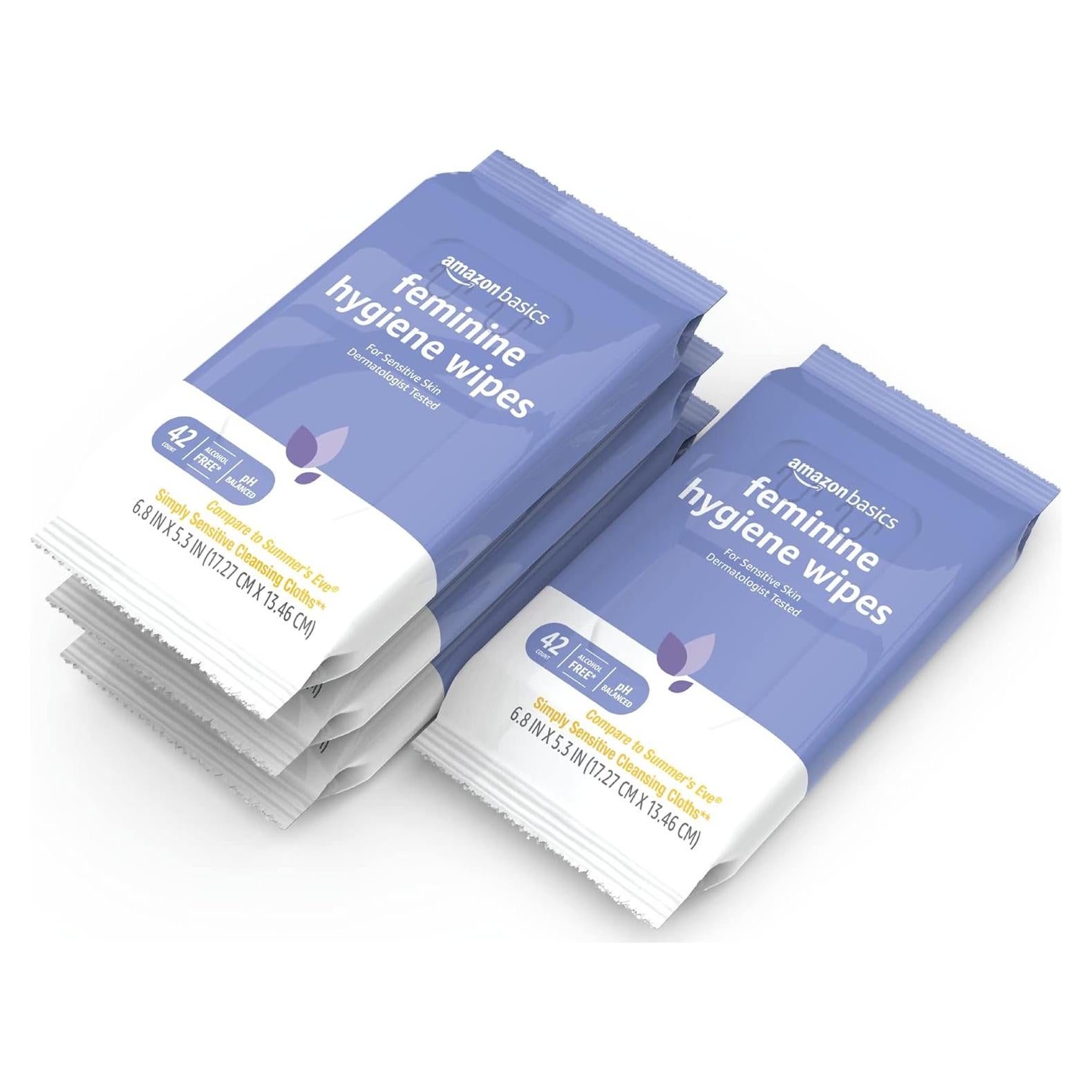 Toallitas de Higiene Femenina Amazon Basics, 168 Unidades, pH Equilibrado