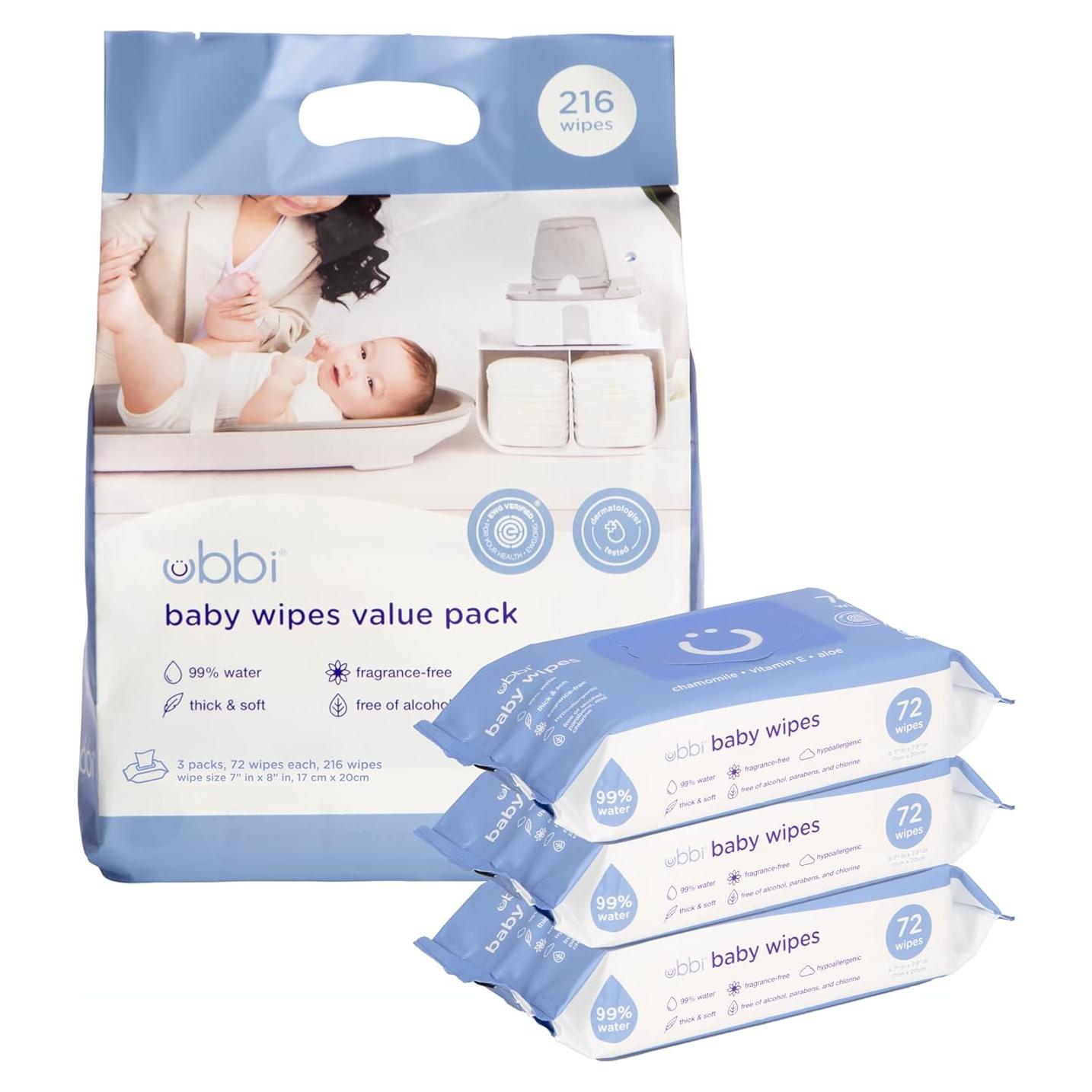 Toallitas Húmedas para Bebés Ubbi 216 Unidades Hipoalergénicas