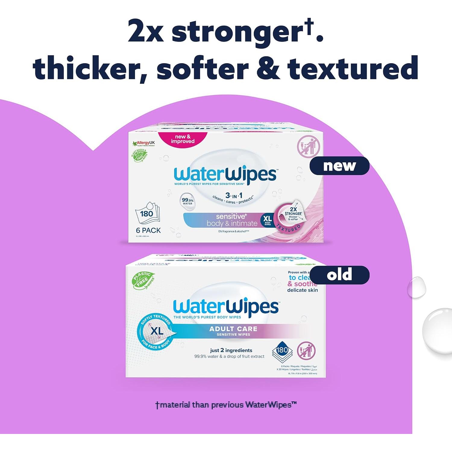 Toallitas Húmedas WaterWipes+ para Cuerpo e Íntimas 180 Unidades