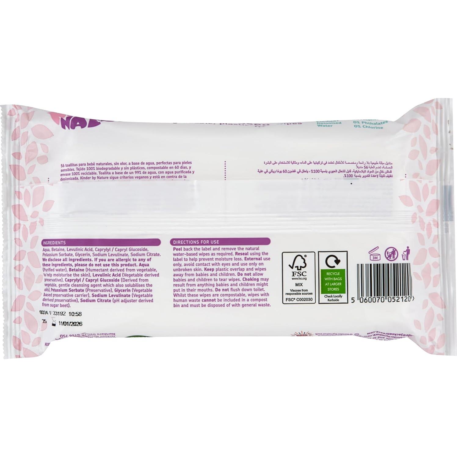 Toallitas Húmedas Naturales Jackson Reece Kinder 56 Unidades