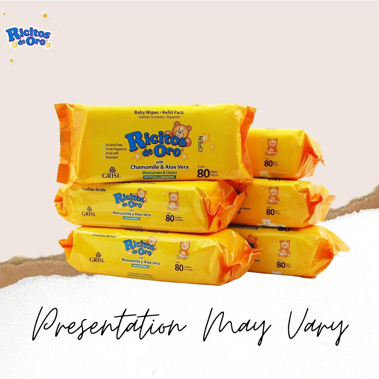 Toallitas Húmedas Ricitos de Oro para Bebé, 480 Toallitas Hipoalergénicas