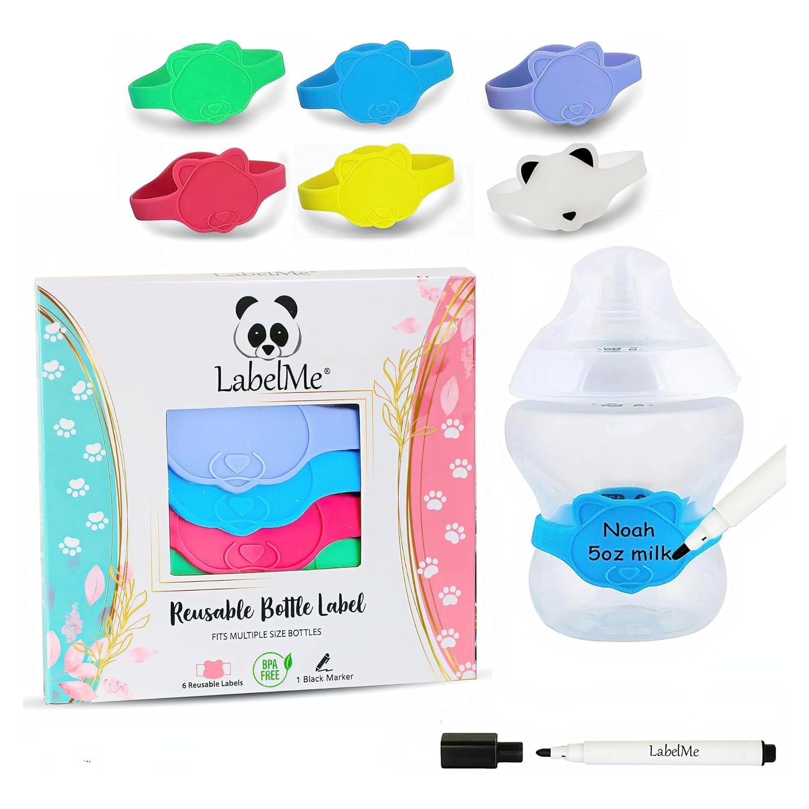 Etiquetas de Silicona Reutilizables para Botellas - Panda Multicolor