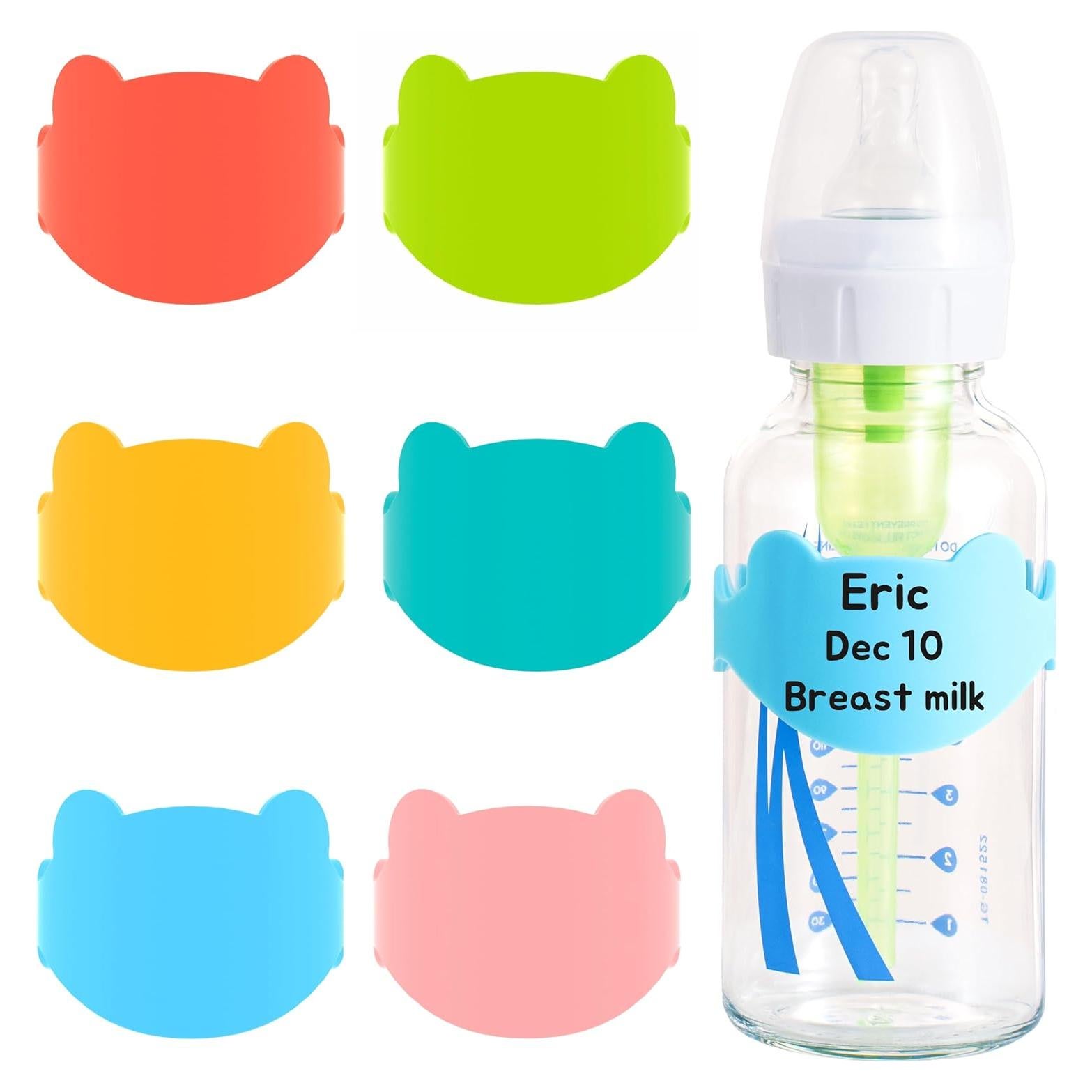 Etiquetas de Silicona Reutilizables Aelop para Botellas de Bebé - Paquete de 6
