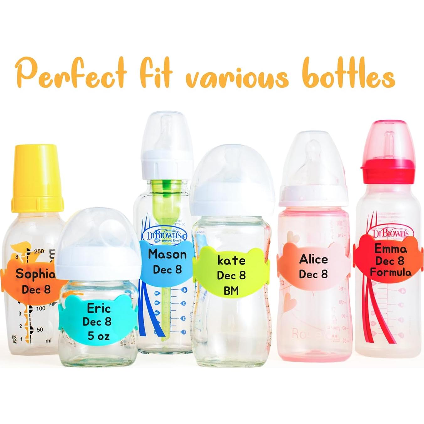 Etiquetas de Silicona Reutilizables Aelop para Botellas de Bebé - Paquete de 6