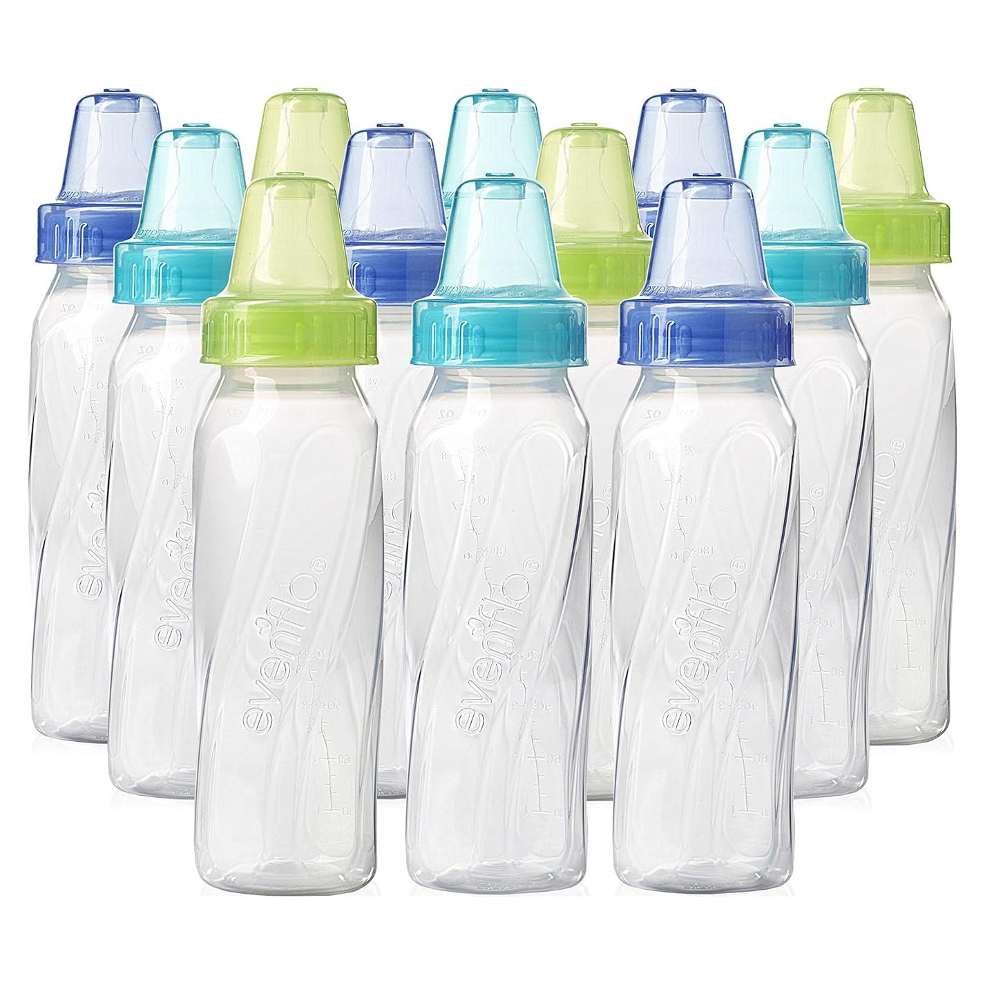 Botellas Estándar Evenflo Feeding 8 Oz Libres de BPA - Paquete de 12