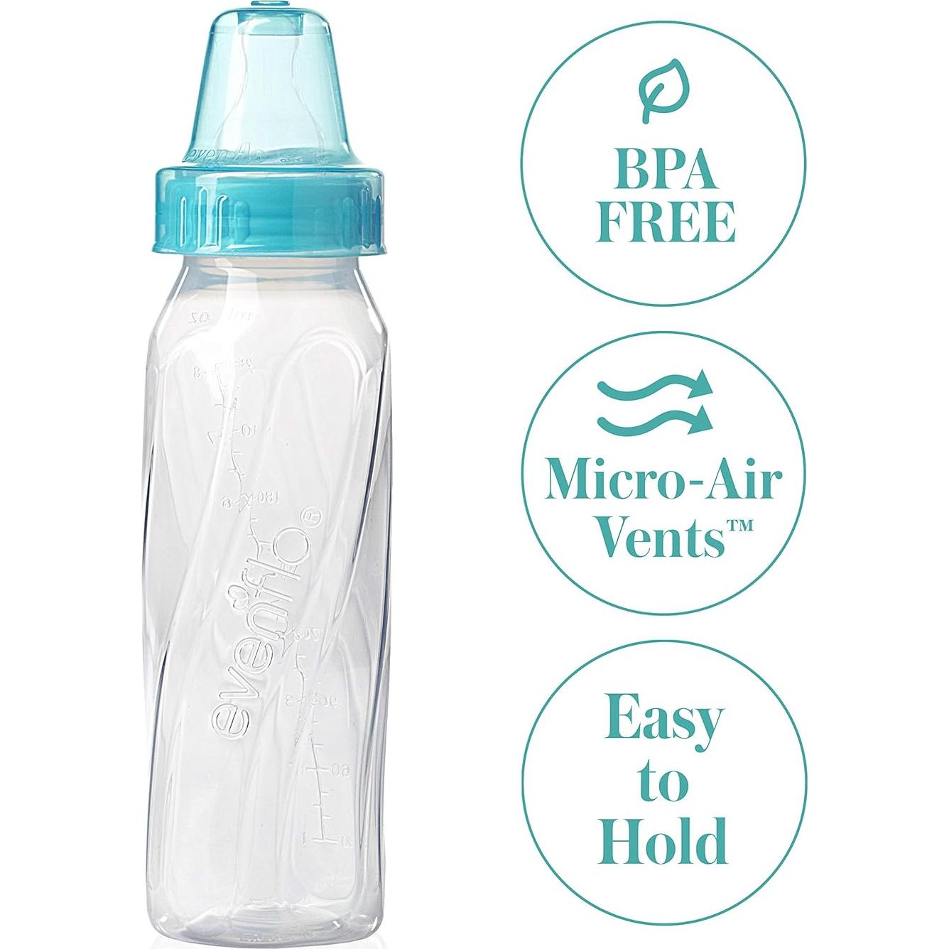 Botellas Estándar Evenflo Feeding 8 Oz Libres de BPA - Paquete de 12