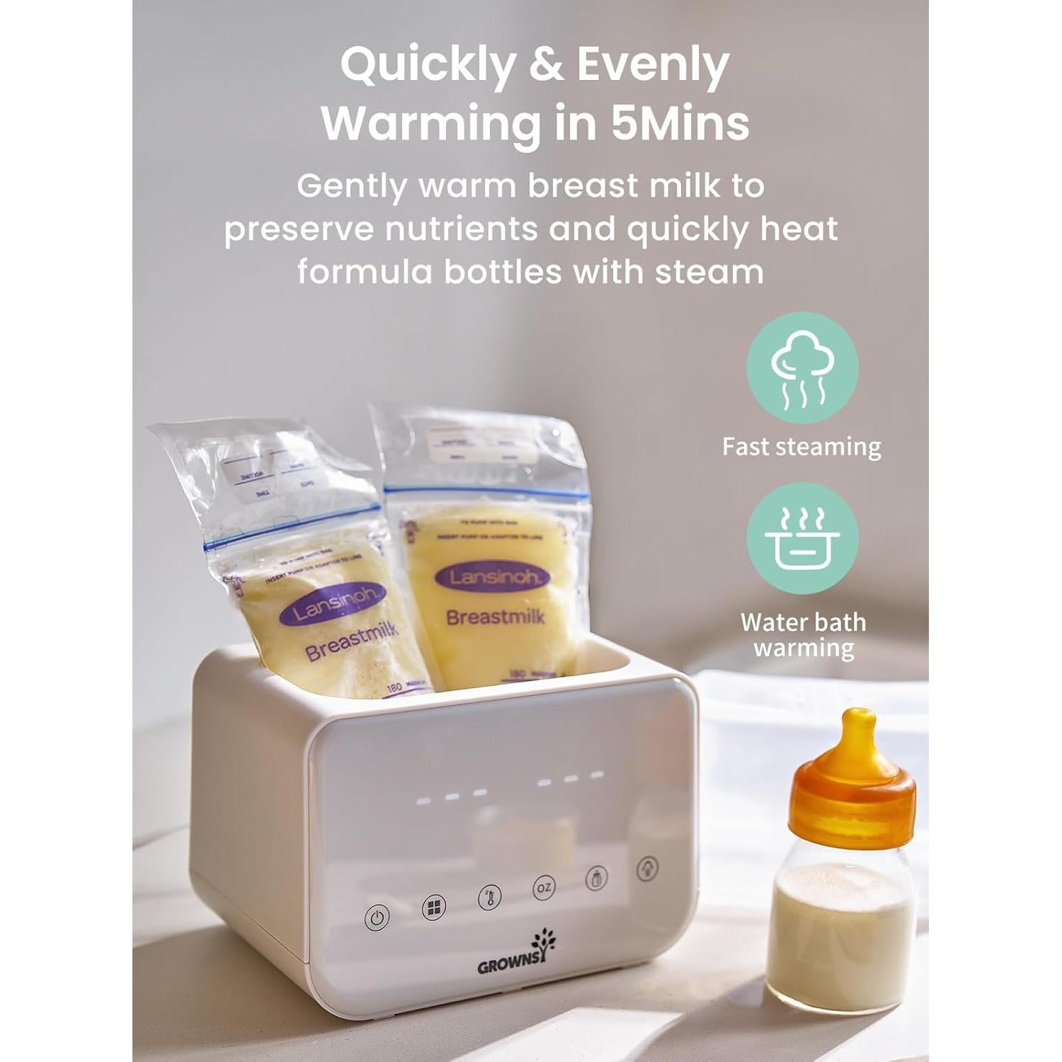 Calentador de Biberones Grownsy 10 en 1 Doble con Control de Temperatura
