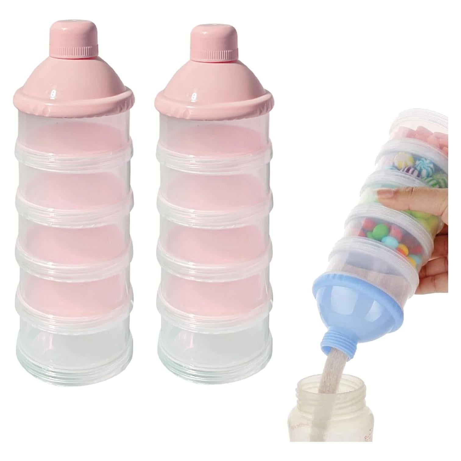 Dispensador de Leche en Polvo 5 Capas Rosa Claro - 2 Pcs