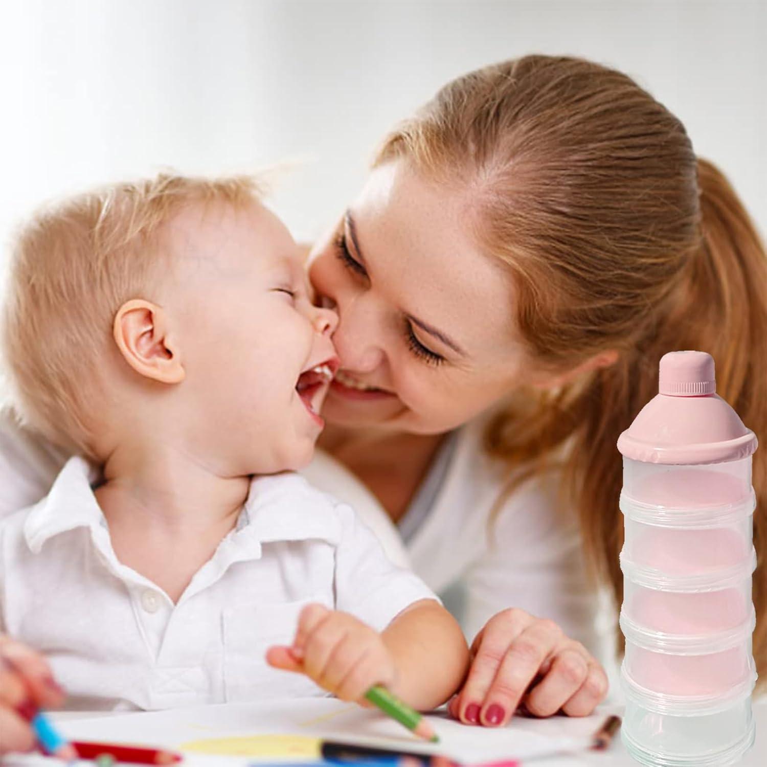 Dispensador de Leche en Polvo 5 Capas Rosa Claro - 2 Pcs