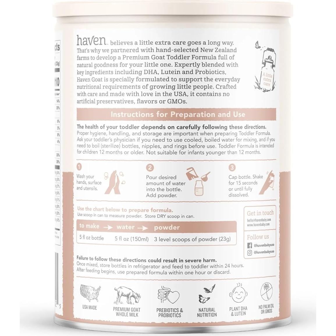 Fórmula para Niños Pequeños Haven Goat 400g - Leche de Cabra