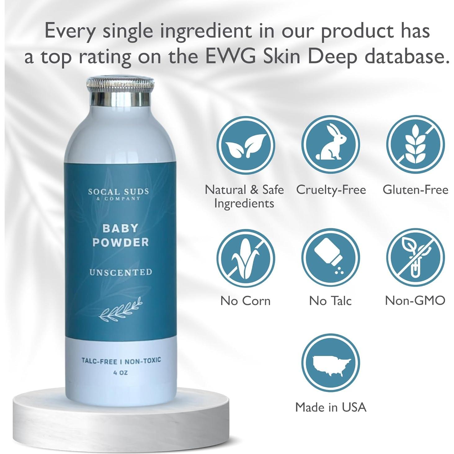 Polvo para Bebés Natural SoCal Suds 113.4g Sin Talco 2-Pack