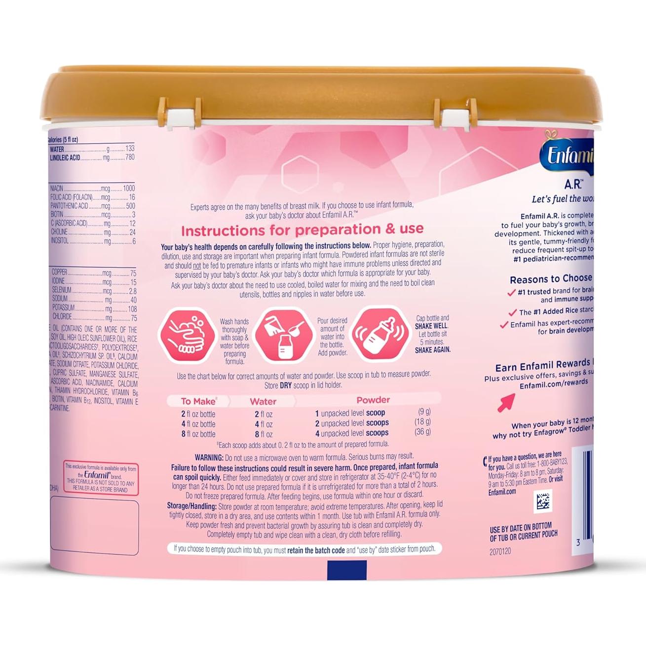 Fórmula para Bebés Enfamil A.R. 553.5 g - Reduce Reflujo