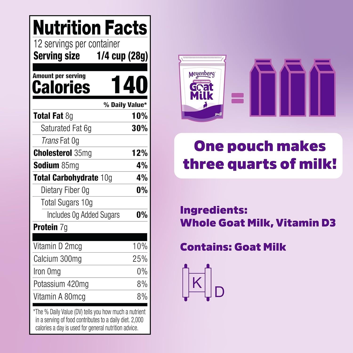 Leche de Cabra en Polvo Entera Meyenberg 340g - Paquete de 6