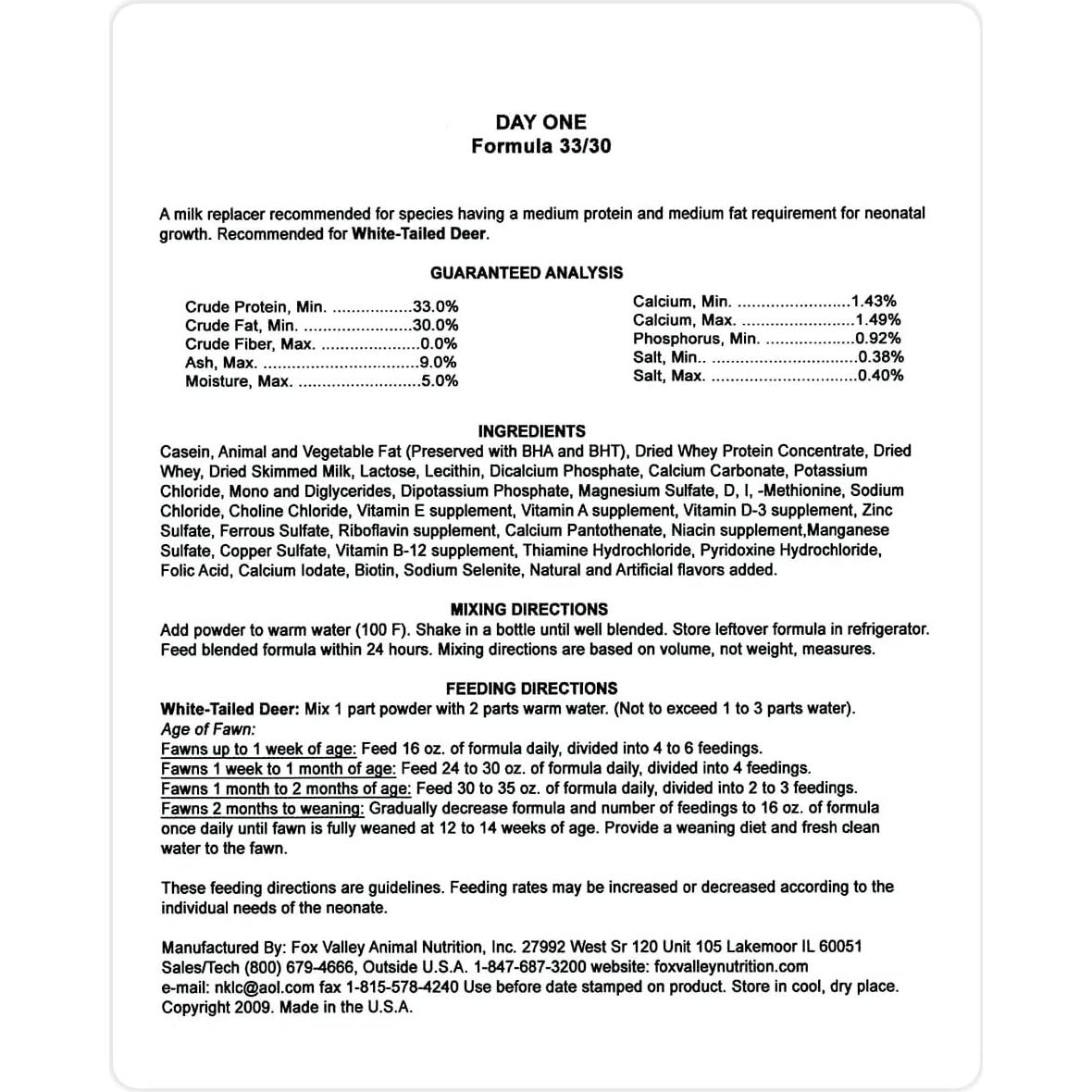 Fórmula de Reemplazo de Leche para Ciervos Fox Valley 1.59kg