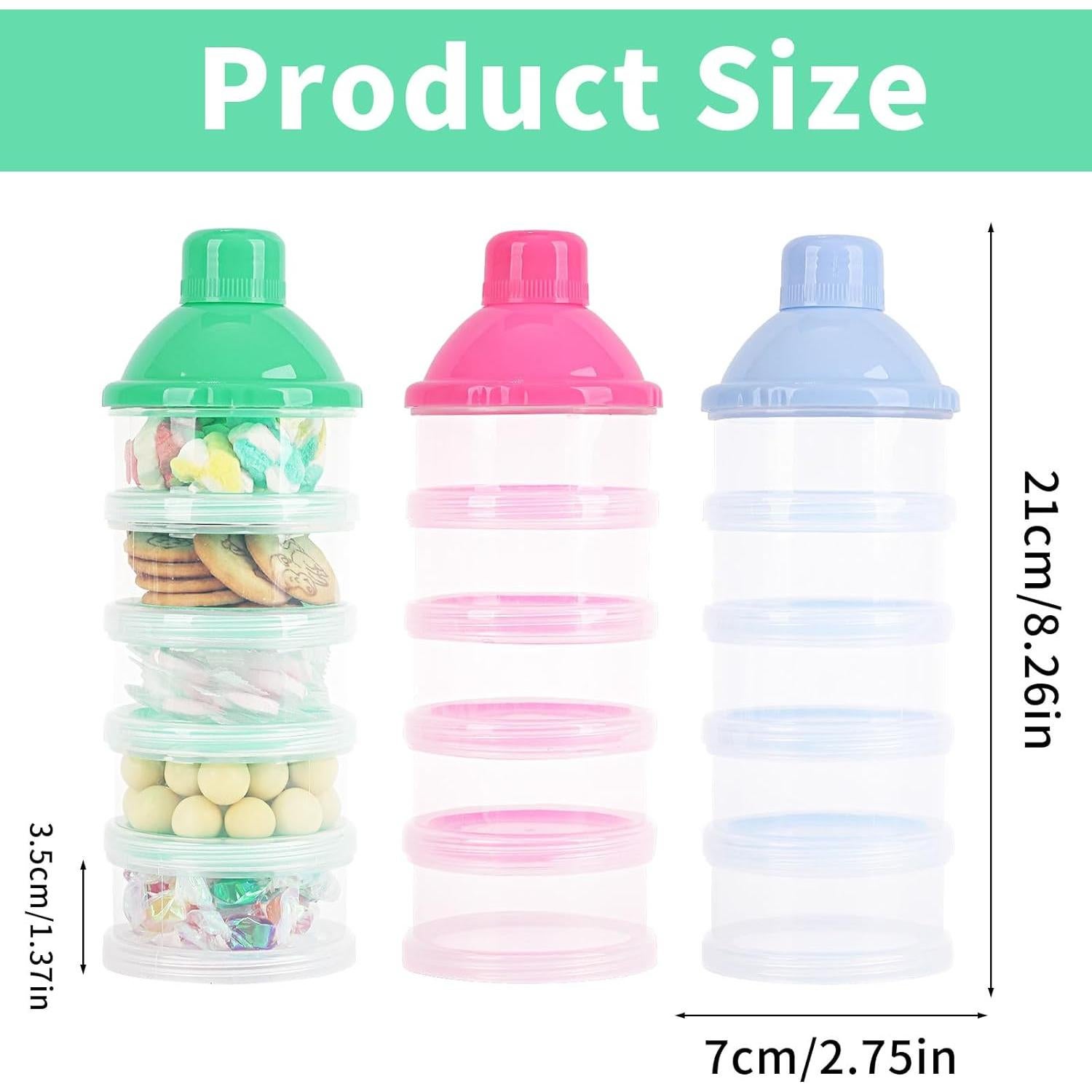 Dispensador de Leche en Polvo 2 PCS 5 Capas Verde BPA Free