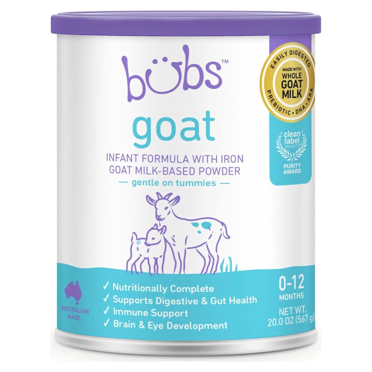 Fórmula Infantil de Leche de Cabra Bubs 567g para Bebés 0-12 Meses