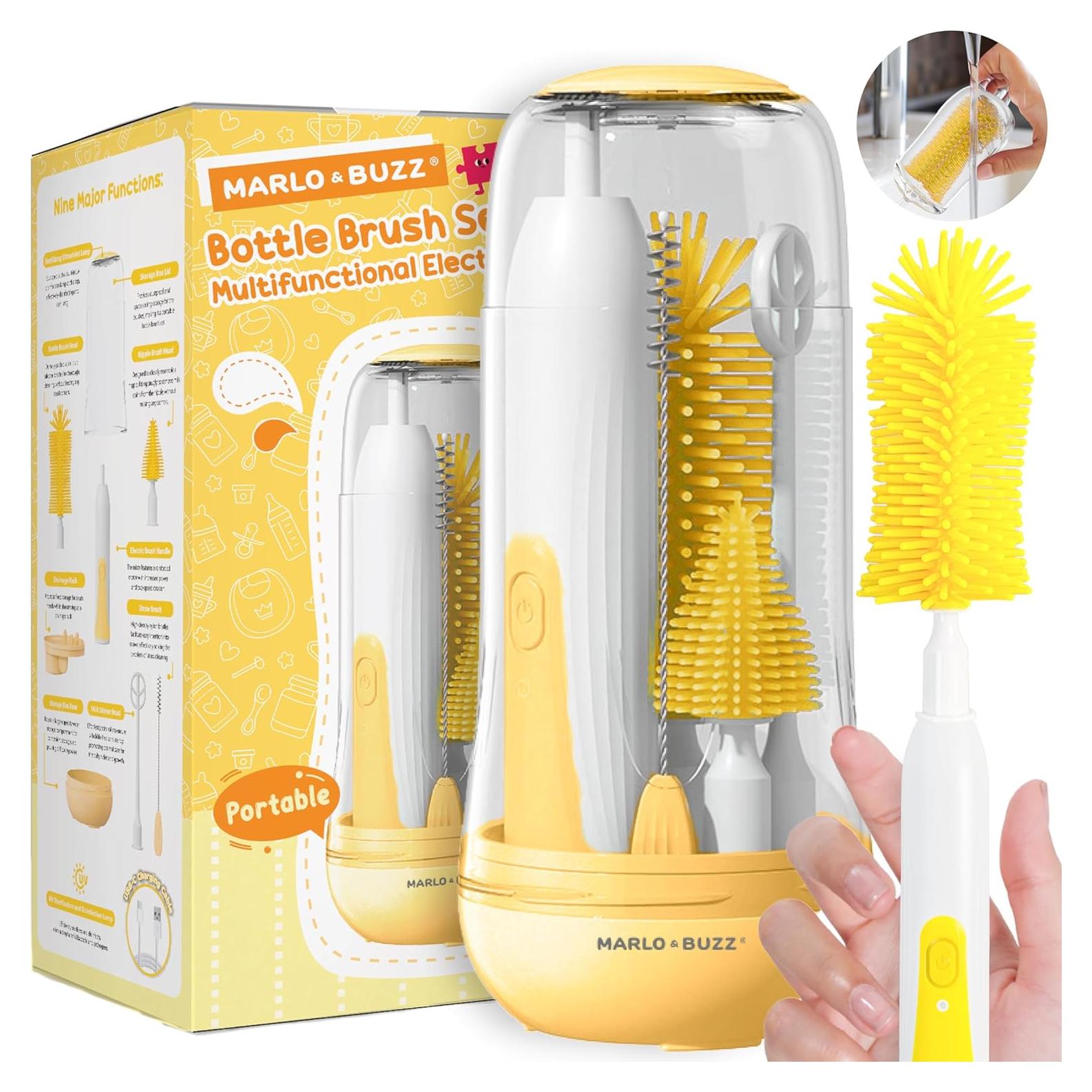 Juego de Cepillos Eléctricos Marlo & Buzz para Botellas - Amarillo