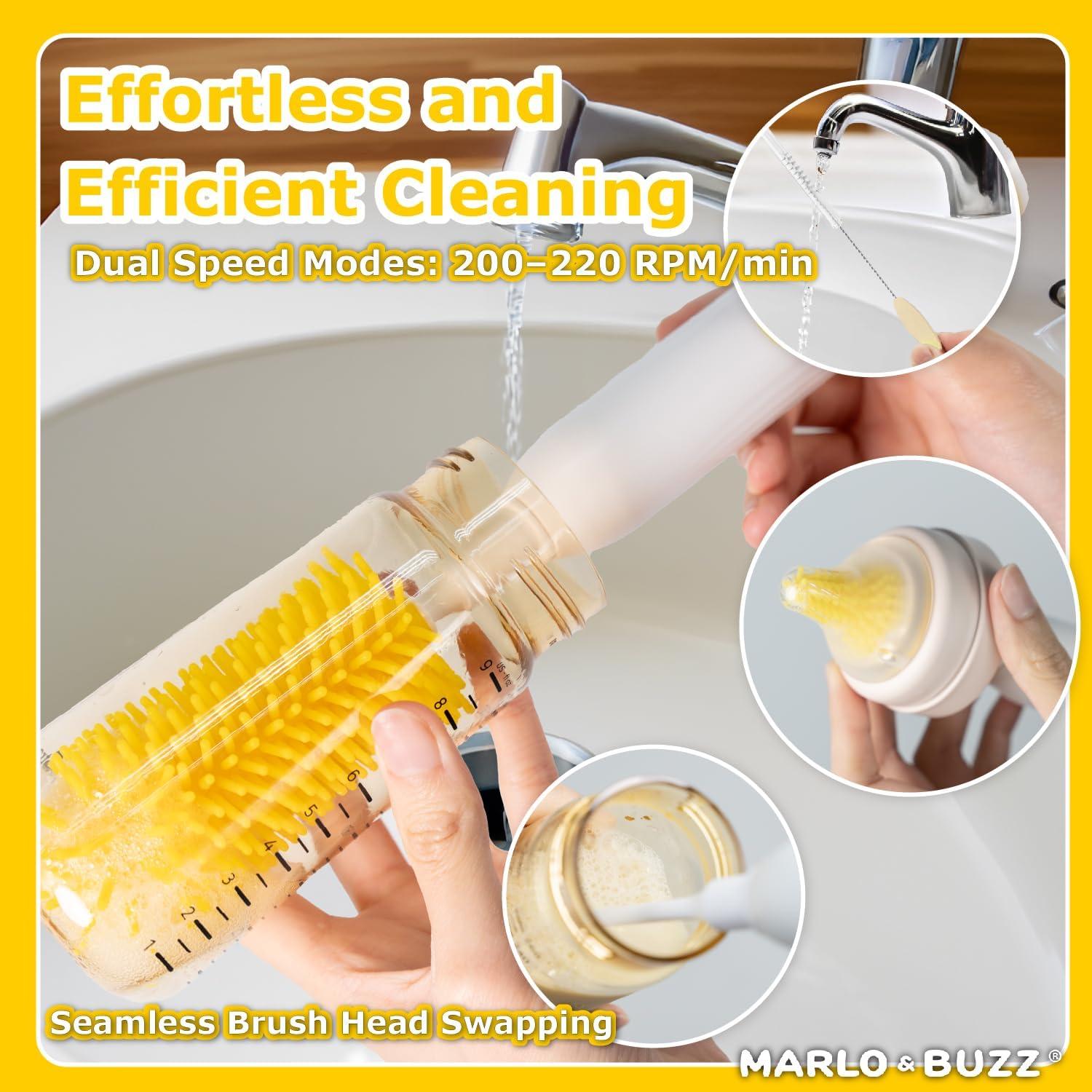 Juego de Cepillos Eléctricos Marlo & Buzz para Botellas - Amarillo