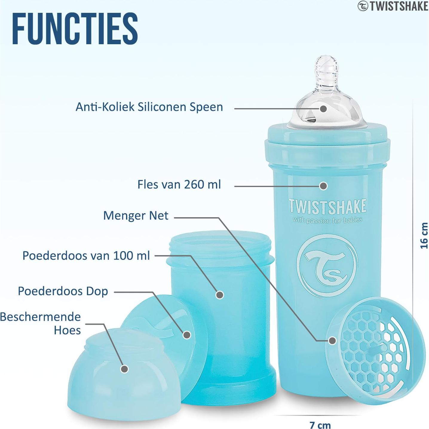 Botella Anti-Cólicos Twistshake 260ml con Contenedor y Tetina