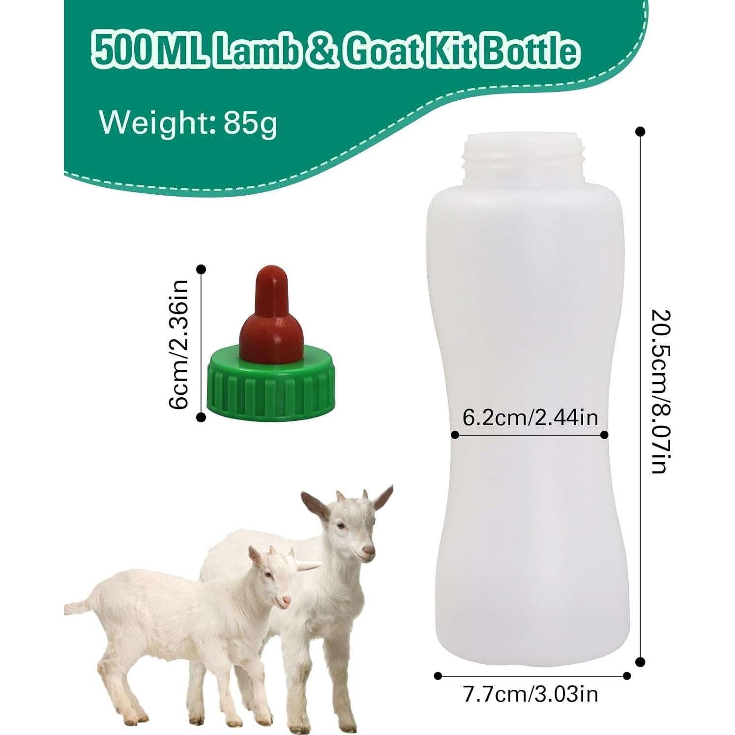 Botella de Alimentación para Corderos y Cabras 500ml - 2 Piezas Reutilizables