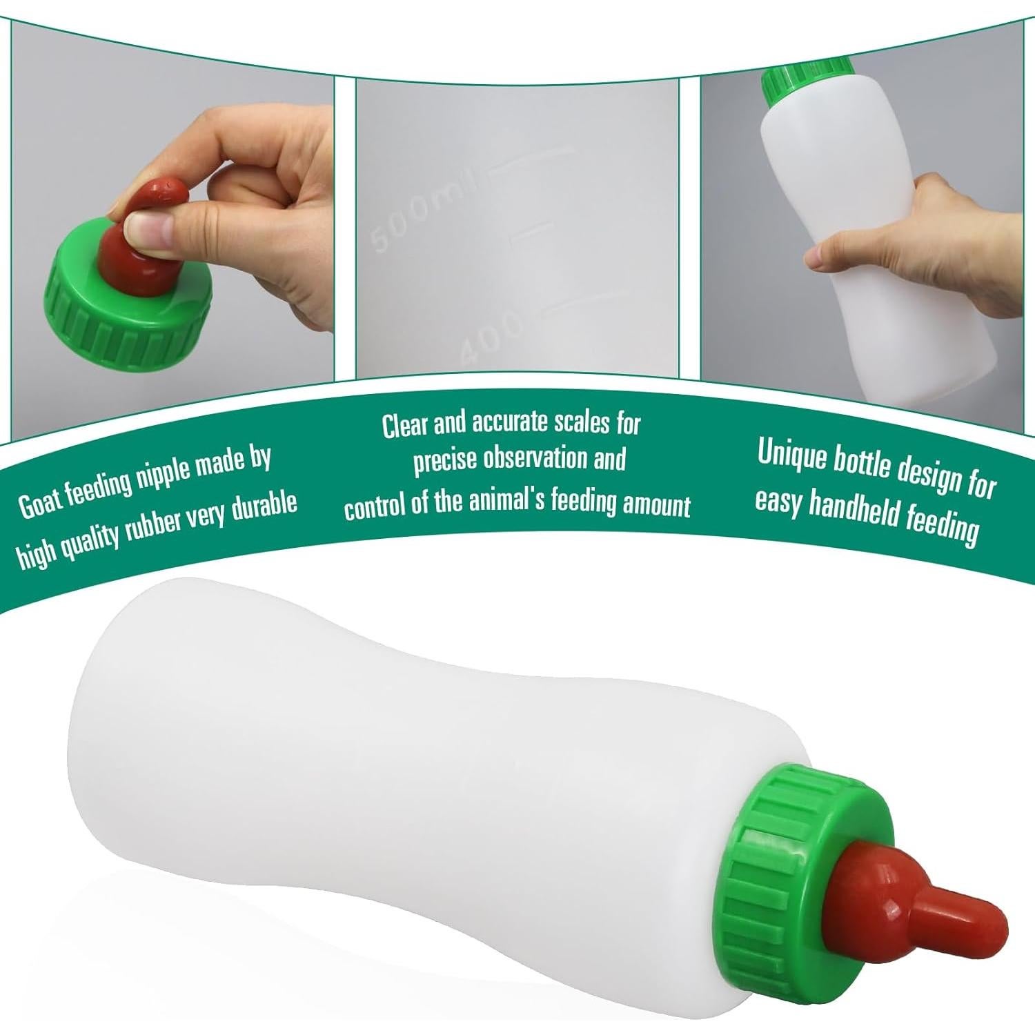 Botella de Alimentación para Corderos y Cabras 500ml - 2 Piezas Reutilizables