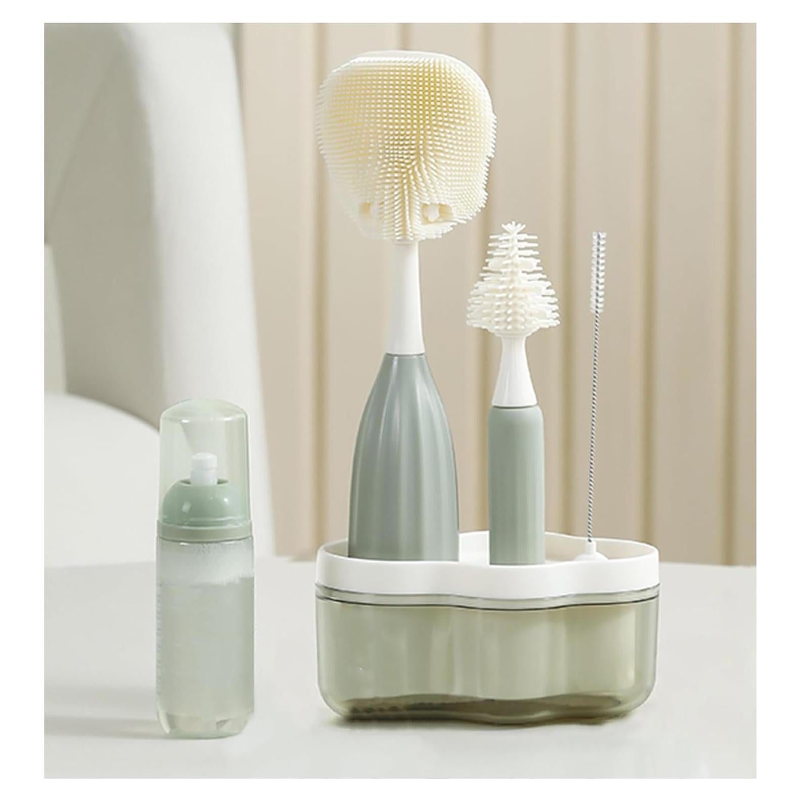 Kit de Cepillos para Biberones Biqin con Estante de Secado