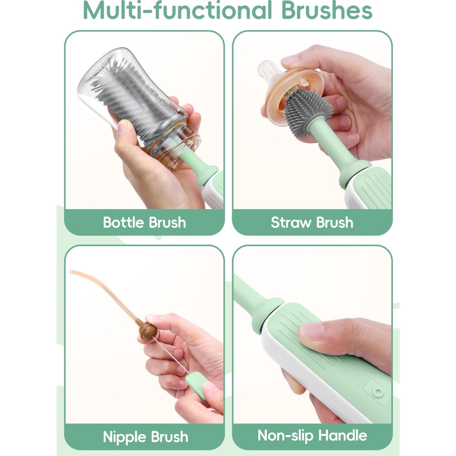 Limpiador Eléctrico de Botellas YASEW 2000mAh Verde Viaje