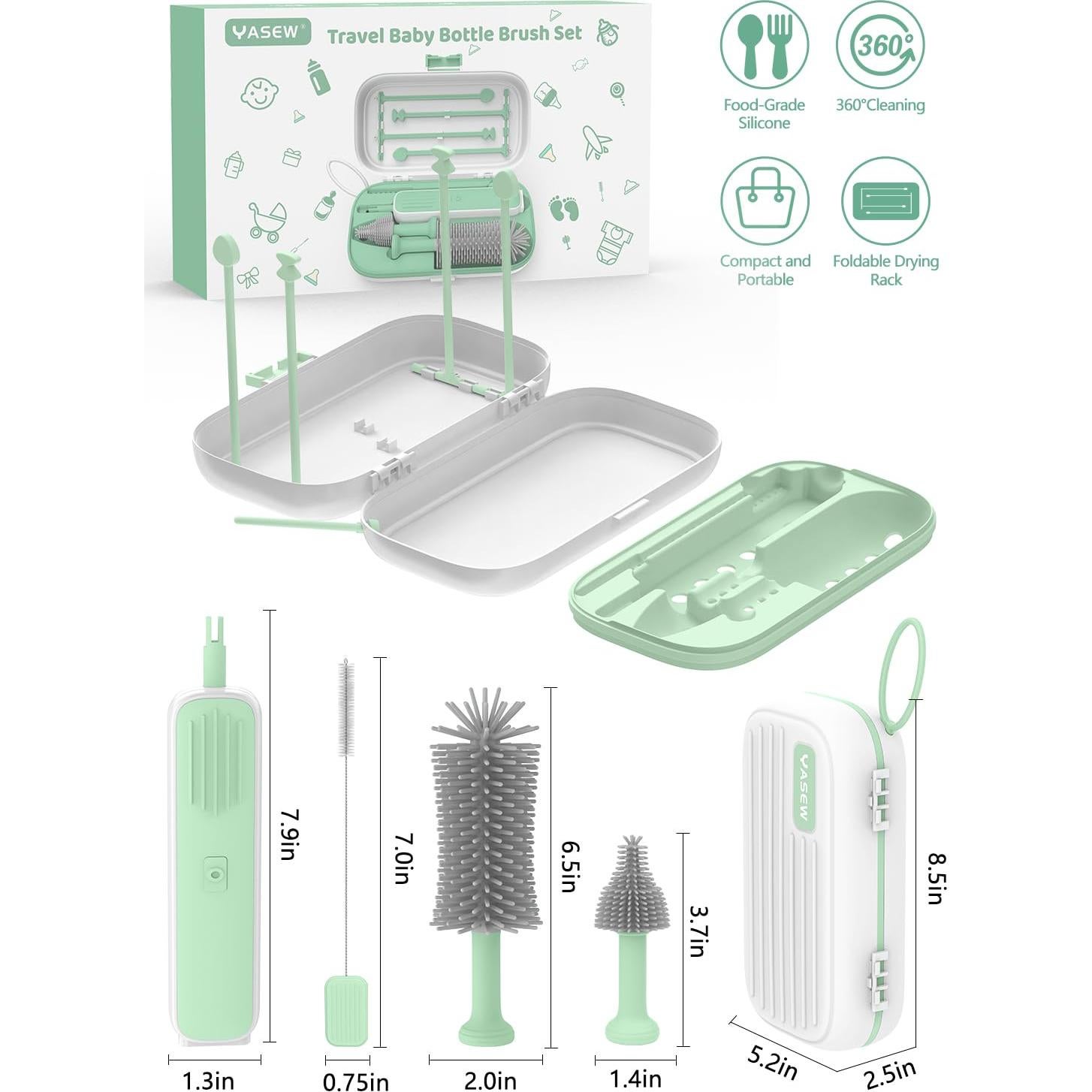 Limpiador Eléctrico de Botellas YASEW 2000mAh Verde Viaje