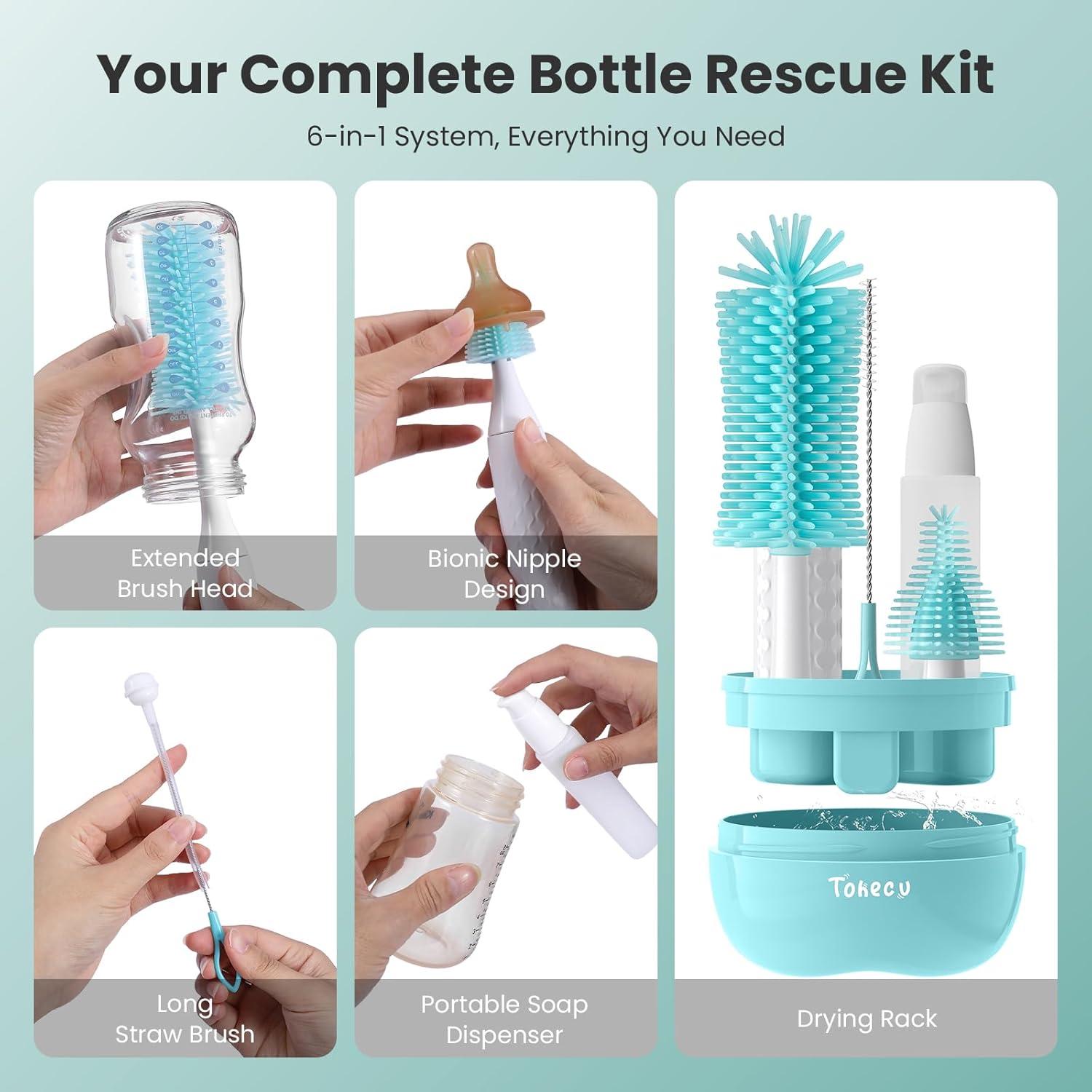 Limpiador de Botellas Eléctrico Tohecu con Cepillo y Dispensador