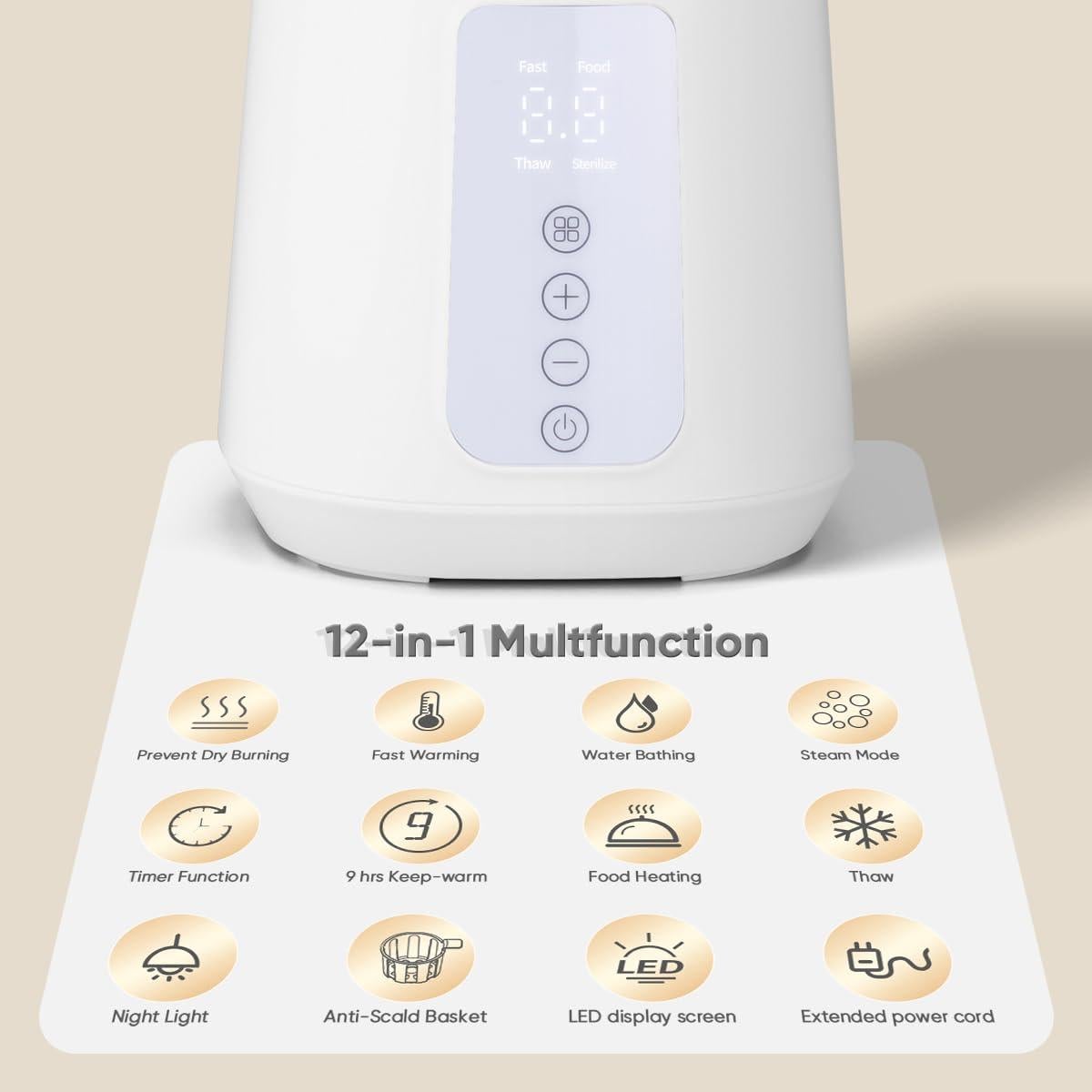 Calentador de Biberones 5 en 1 Digital para Bebés - Rápido y Multifuncional