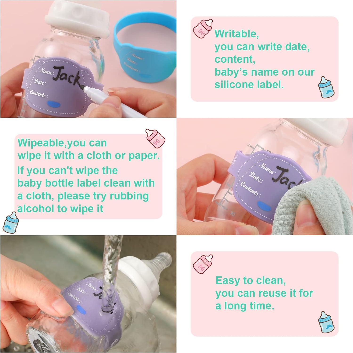 Etiquetas de Nombre para Biberones Eersida 12 Pcs Silicona