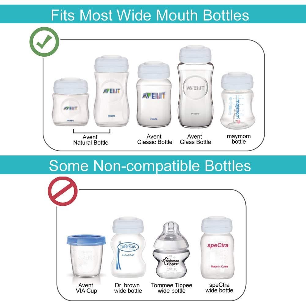 Tapa de Tornillo Maymom Azul Reescribible para Biberones Avent - 6 Piezas