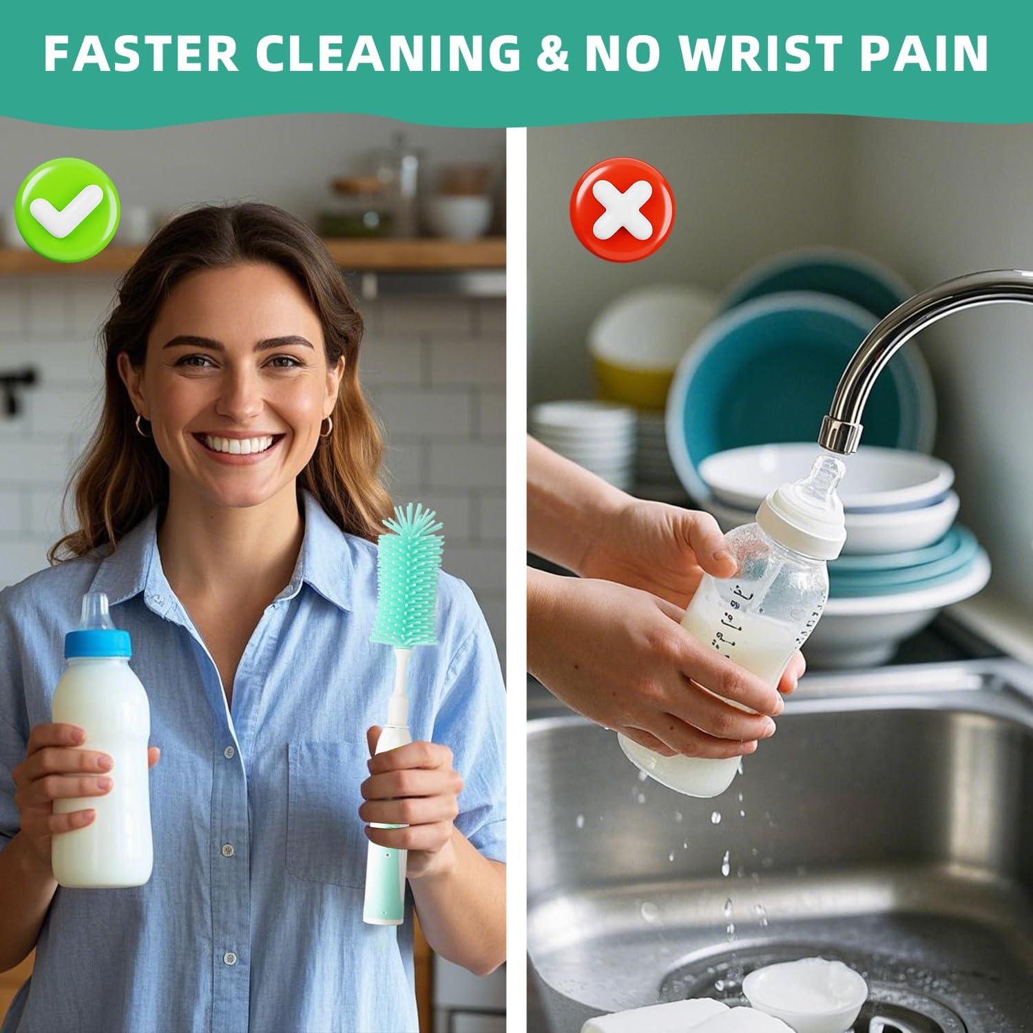 Cepillo Eléctrico para Botellas QCBF Verde 360° 2 Modos