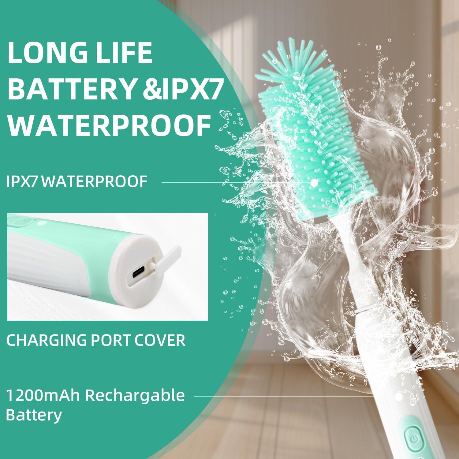 Cepillo Eléctrico para Botellas QCBF Verde 360° 2 Modos