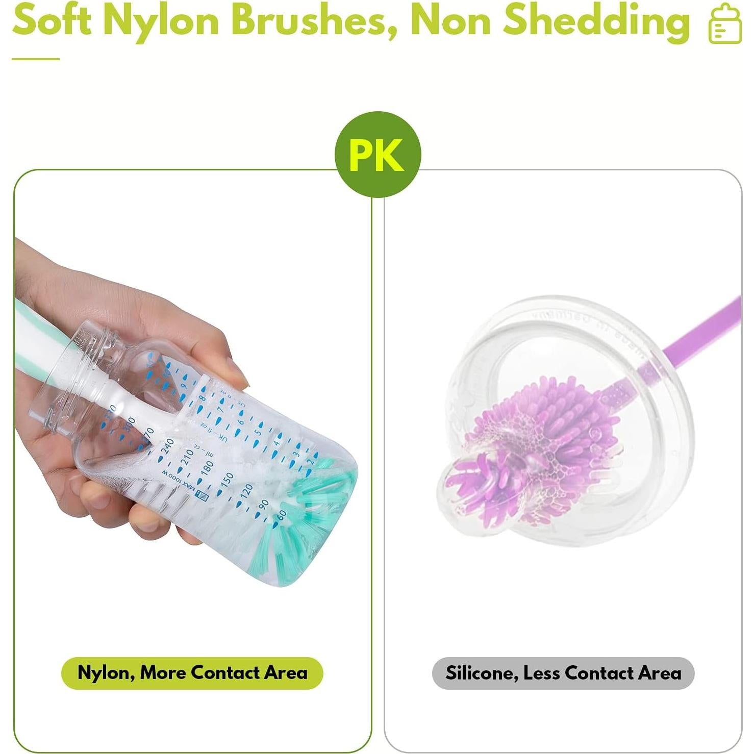 Paquete de 2 cepillos para biberones CAREBABYMORE rosa 25.9 cm