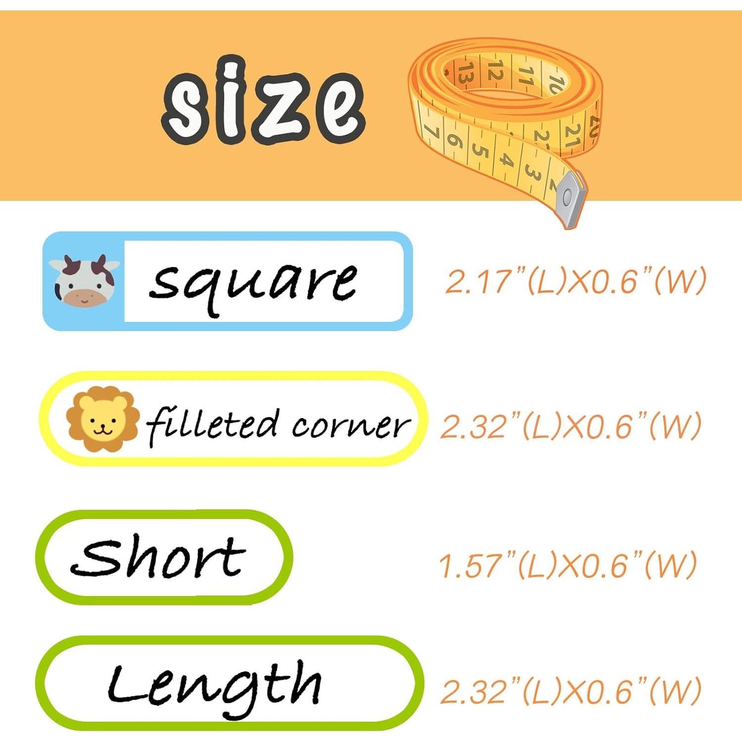 64 Etiquetas de Nombre Impermeables Giliger para Niños