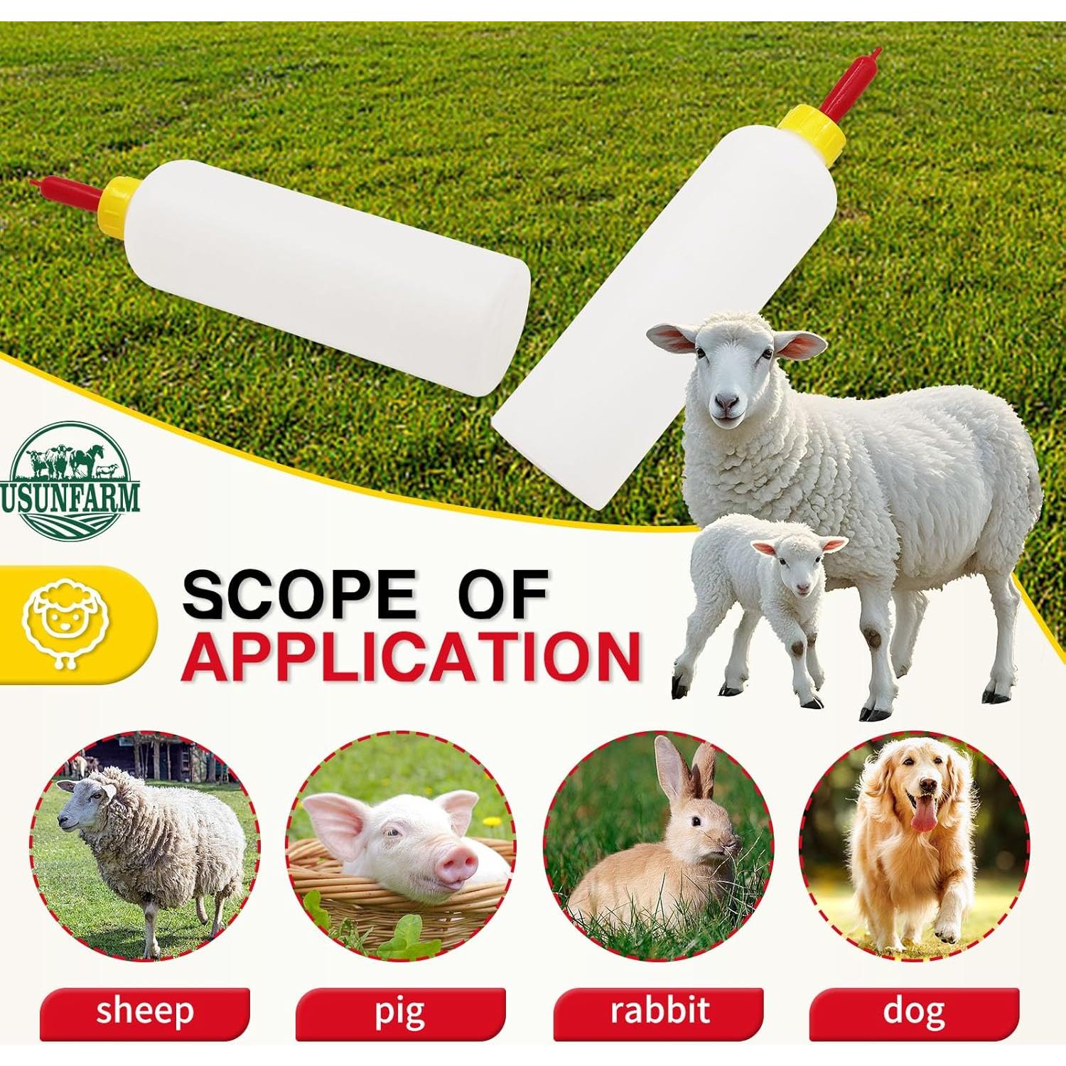 Set de 2 Botellas de Alimentación 500ml + 10 Chupetes para Ganado