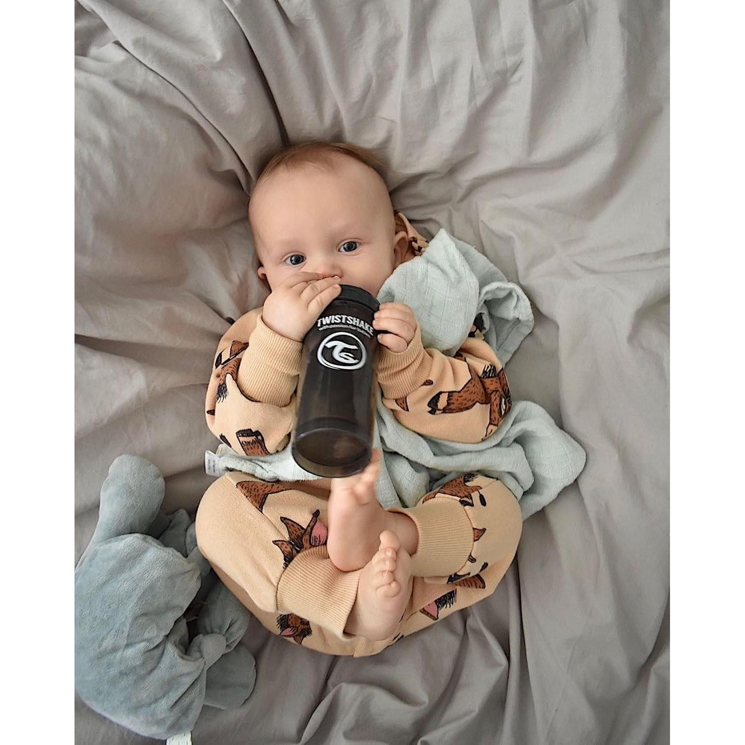 Botella Anticólica Twistshake 260ml con Contenedor 100ml - Gris Pastel