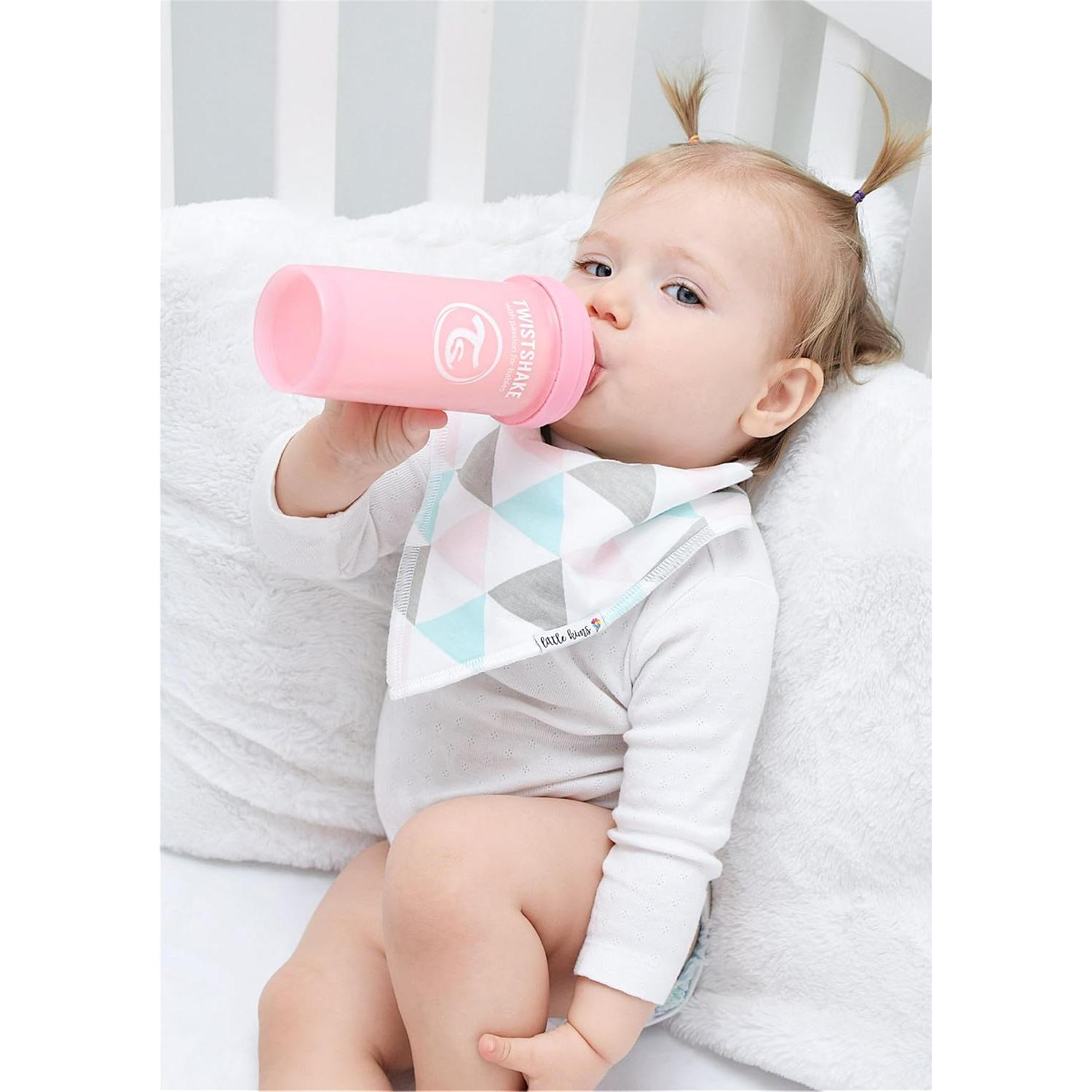 Botella Anticólica Twistshake 260ml con Contenedor 100ml - Gris Pastel