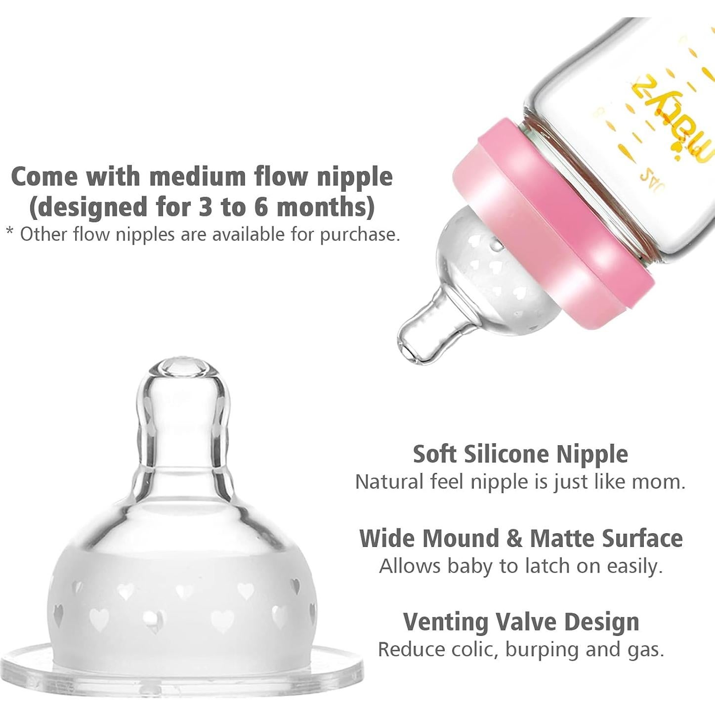 Botella de Alimentación de Leche Materna Matyz 4 Pzas Vidrio 236 ml