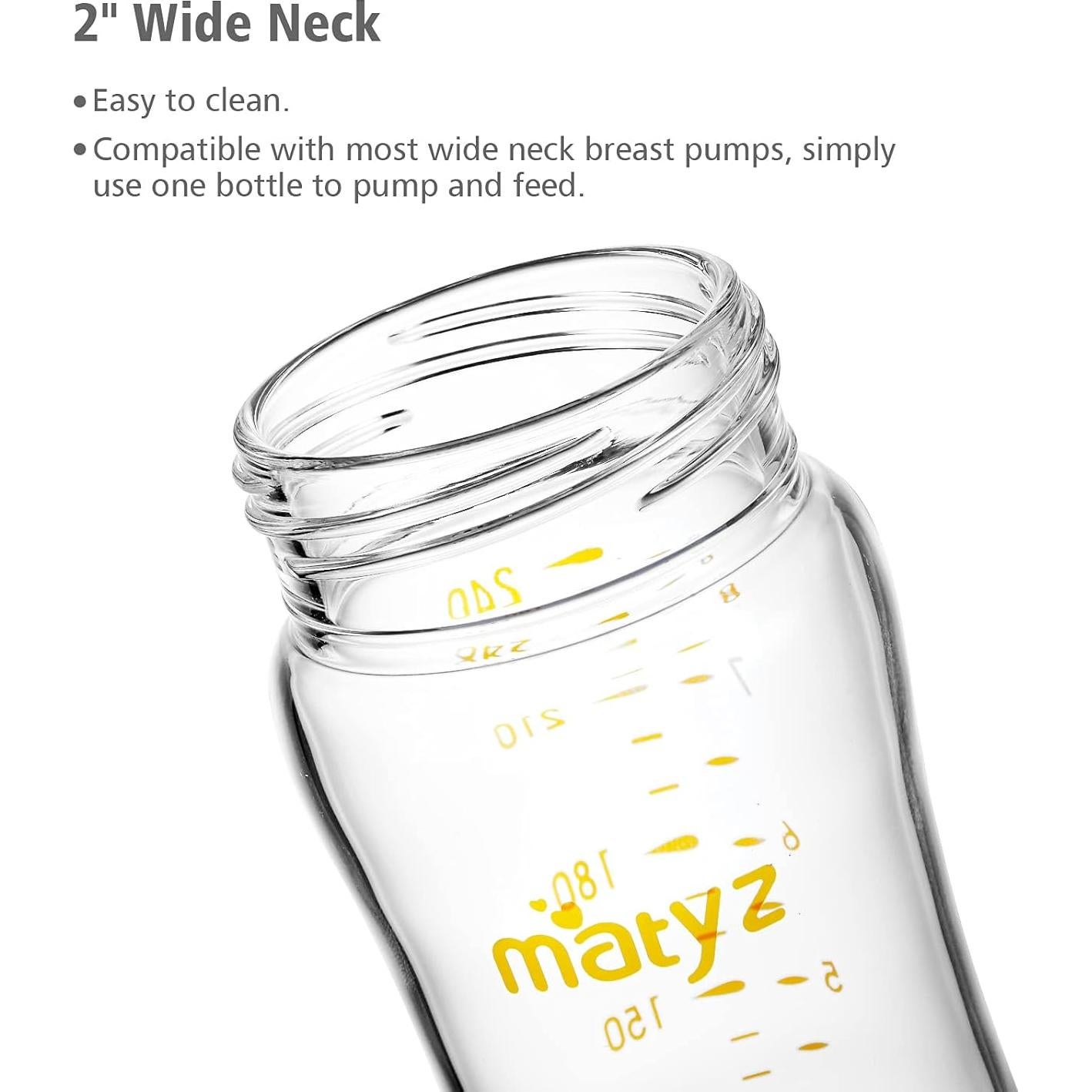 Botella de Alimentación de Leche Materna Matyz 4 Pzas Vidrio 236 ml