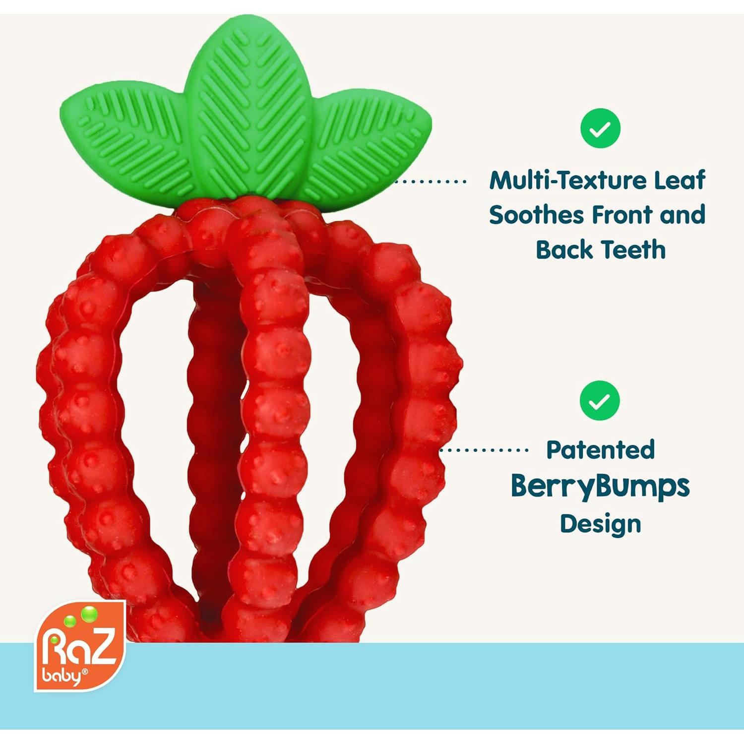 RaZbaby Bites Juguete de Dentición Silicona Libre BPA Rojo