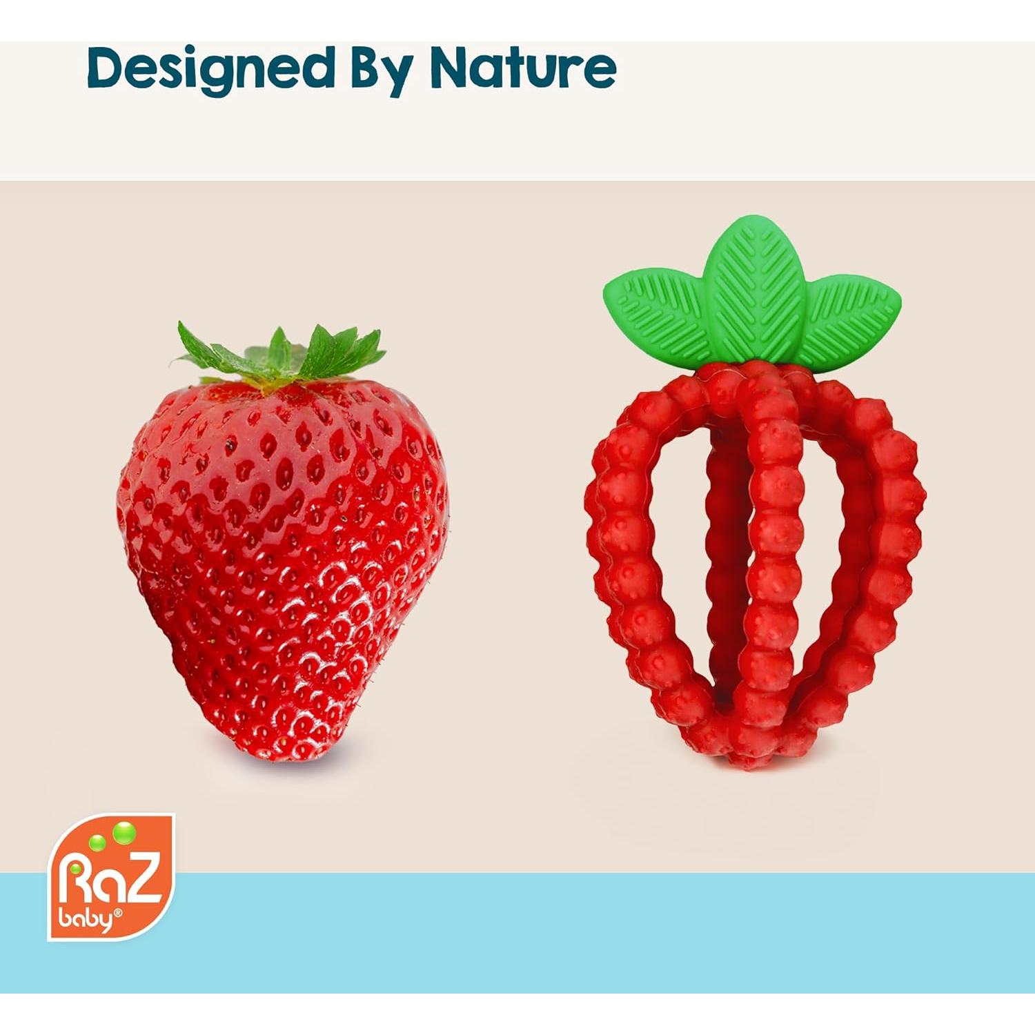 RaZbaby Bites Juguete de Dentición Silicona Libre BPA Rojo